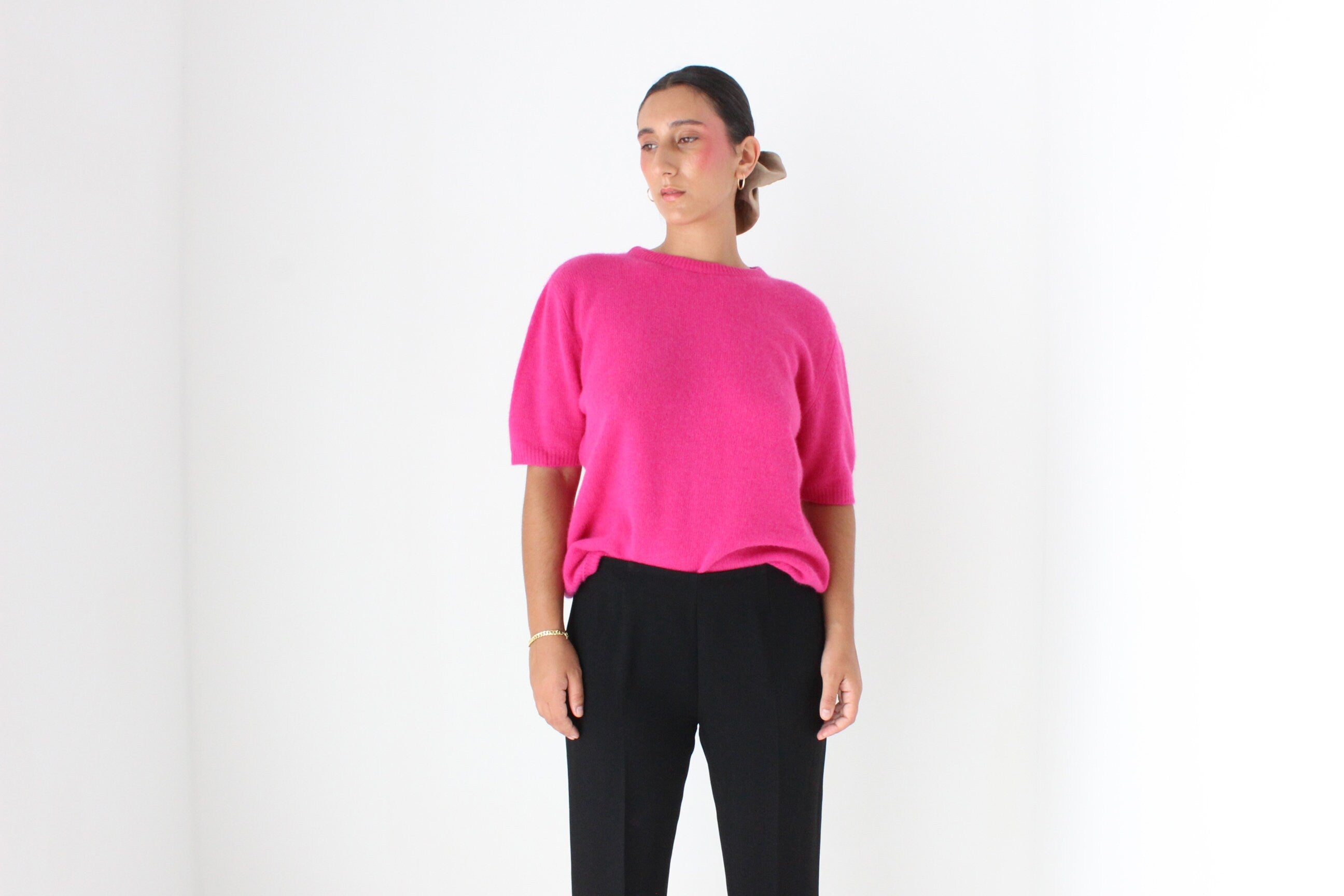 80s Bubblegum Angora & Wool Knit Sweater Top