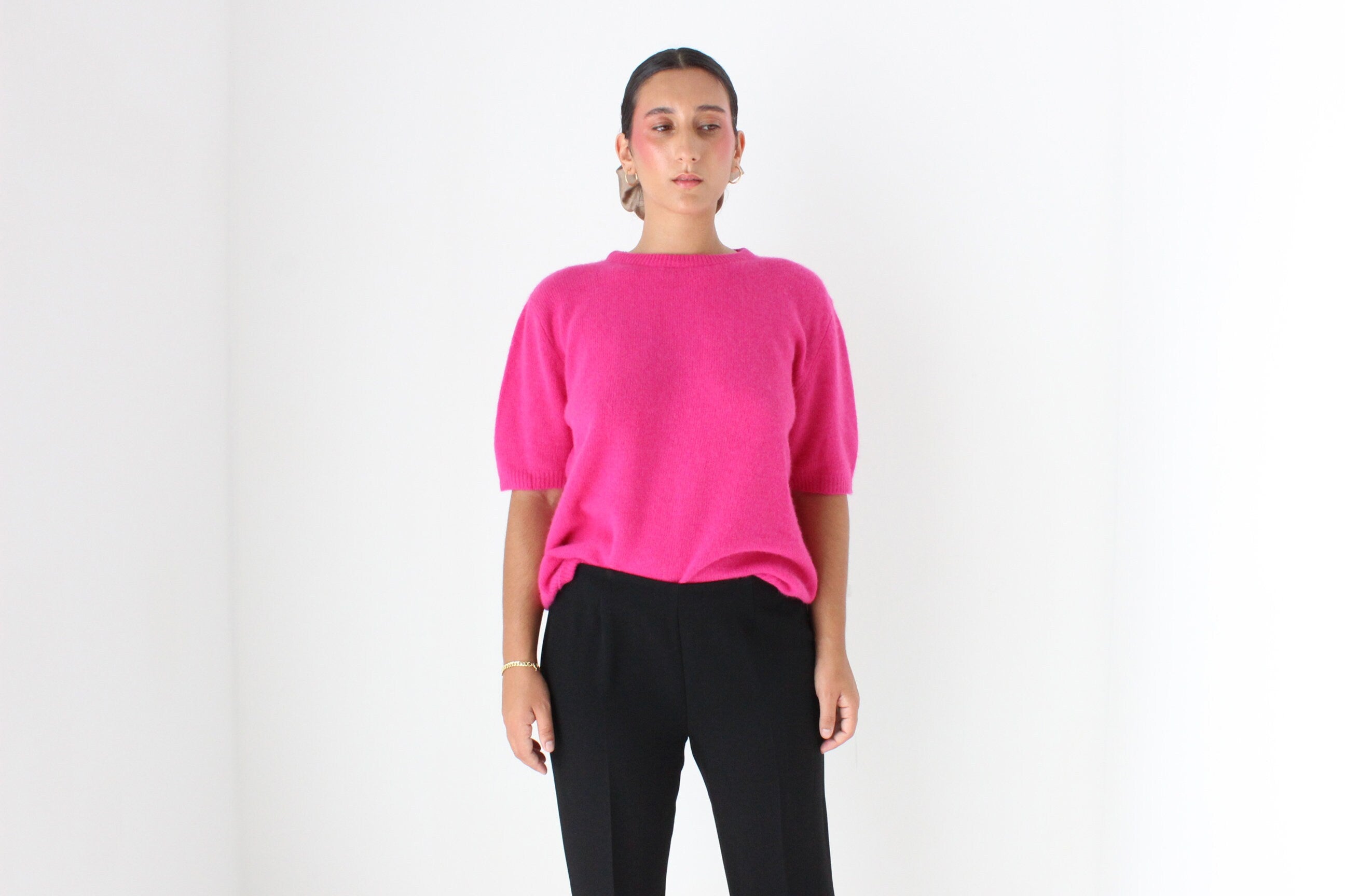 80s Bubblegum Angora & Wool Knit Sweater Top