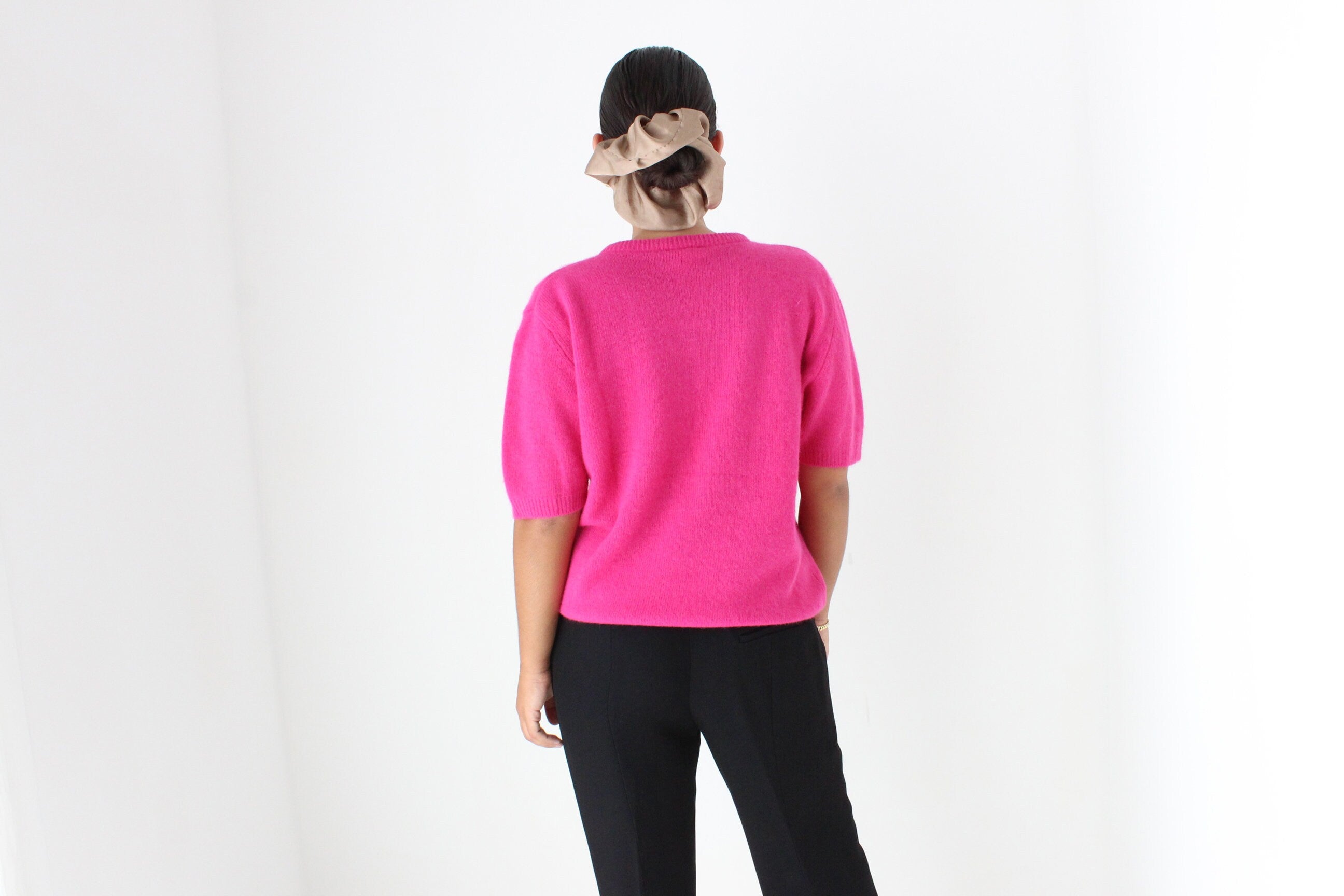 80s Bubblegum Angora & Wool Knit Sweater Top