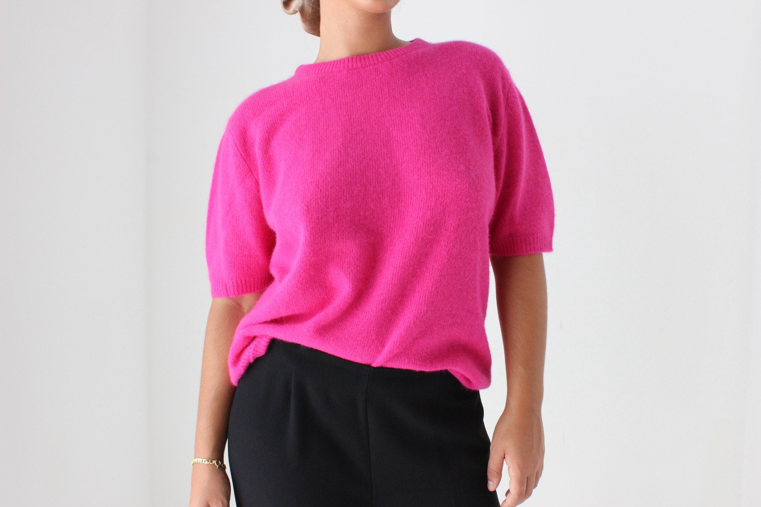 80s Bubblegum Angora & Wool Knit Sweater Top