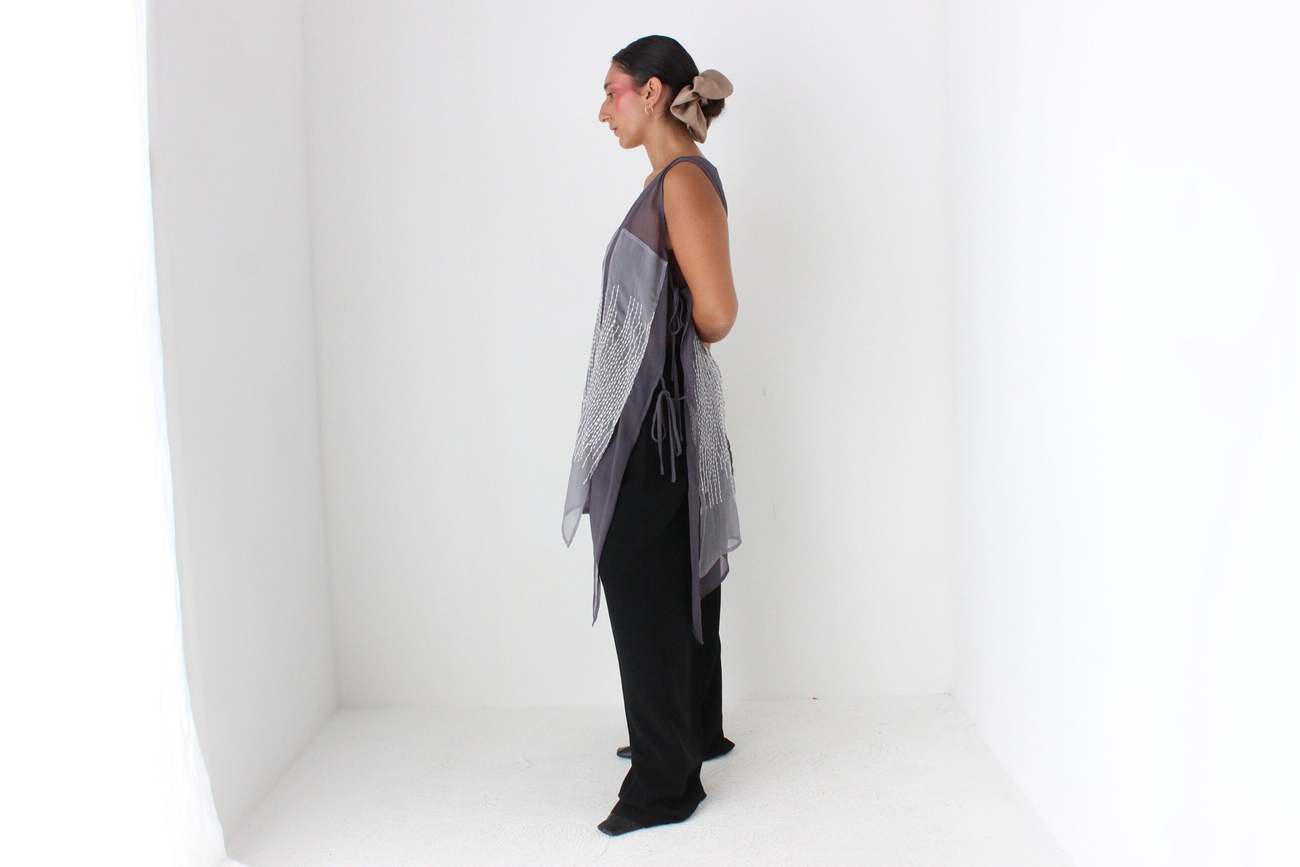 2000s Avant Garde Sheer Panel Smock Top