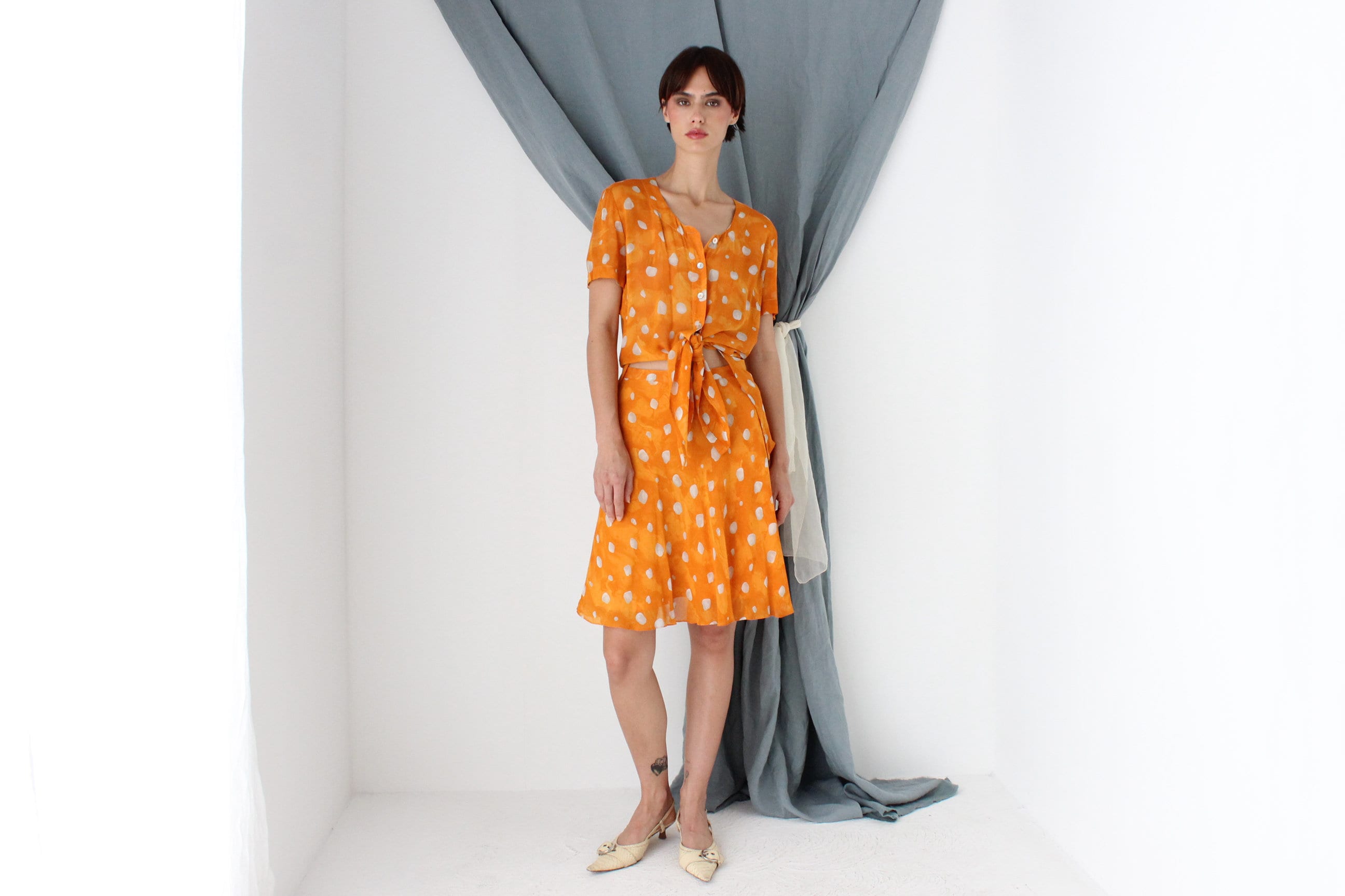 MADE IN ITALY 80s Polka Dot Skirt & Top Matching Set