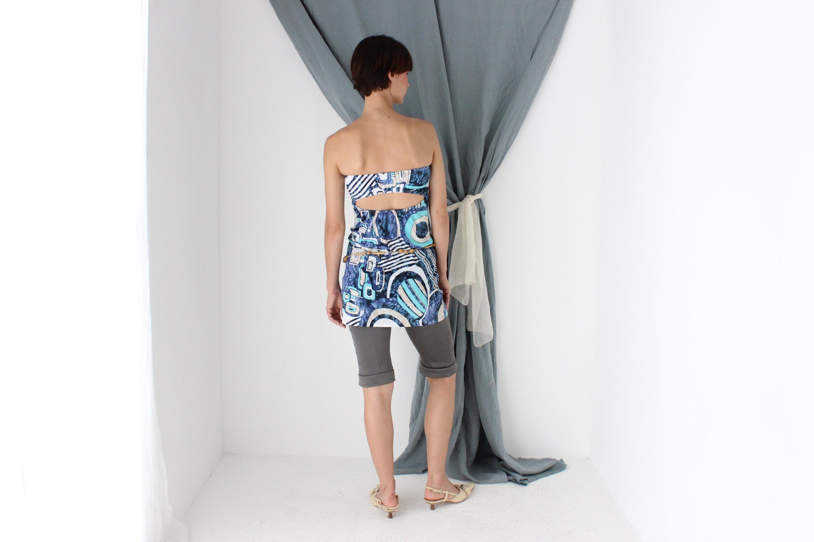 MADE IN ITALY 2000s Strapless Bandeau Mini Dress / Top