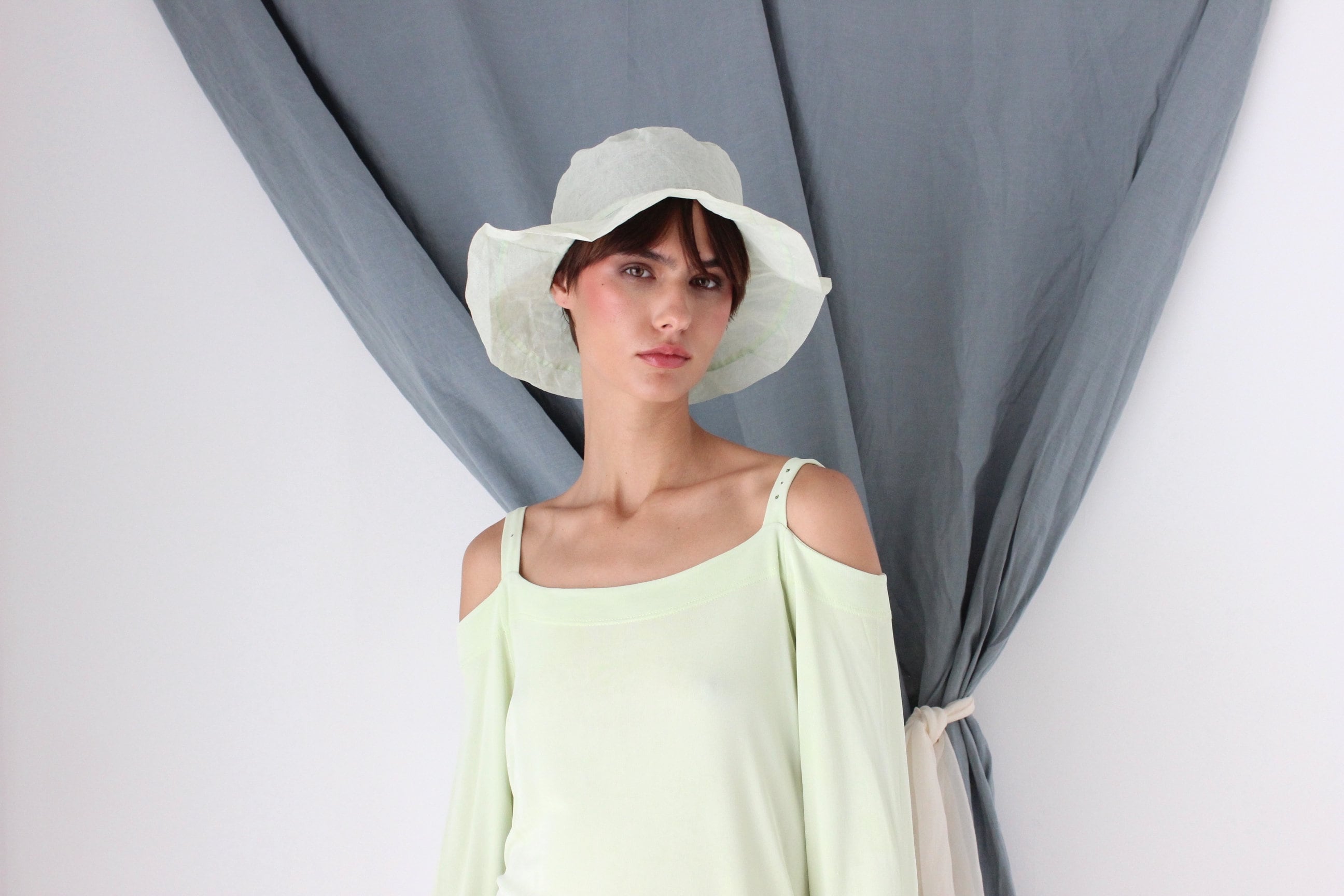 MADE IN ITALY Pastel Pure Cotton Organza Soft Brim Hat