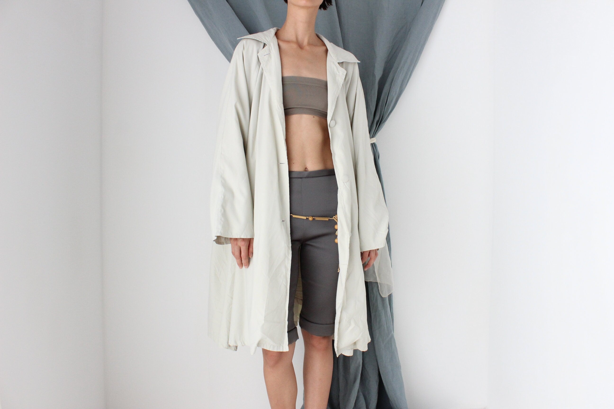 MADE IN ITALY 80s Neutral Oversized Swing Trench Coat