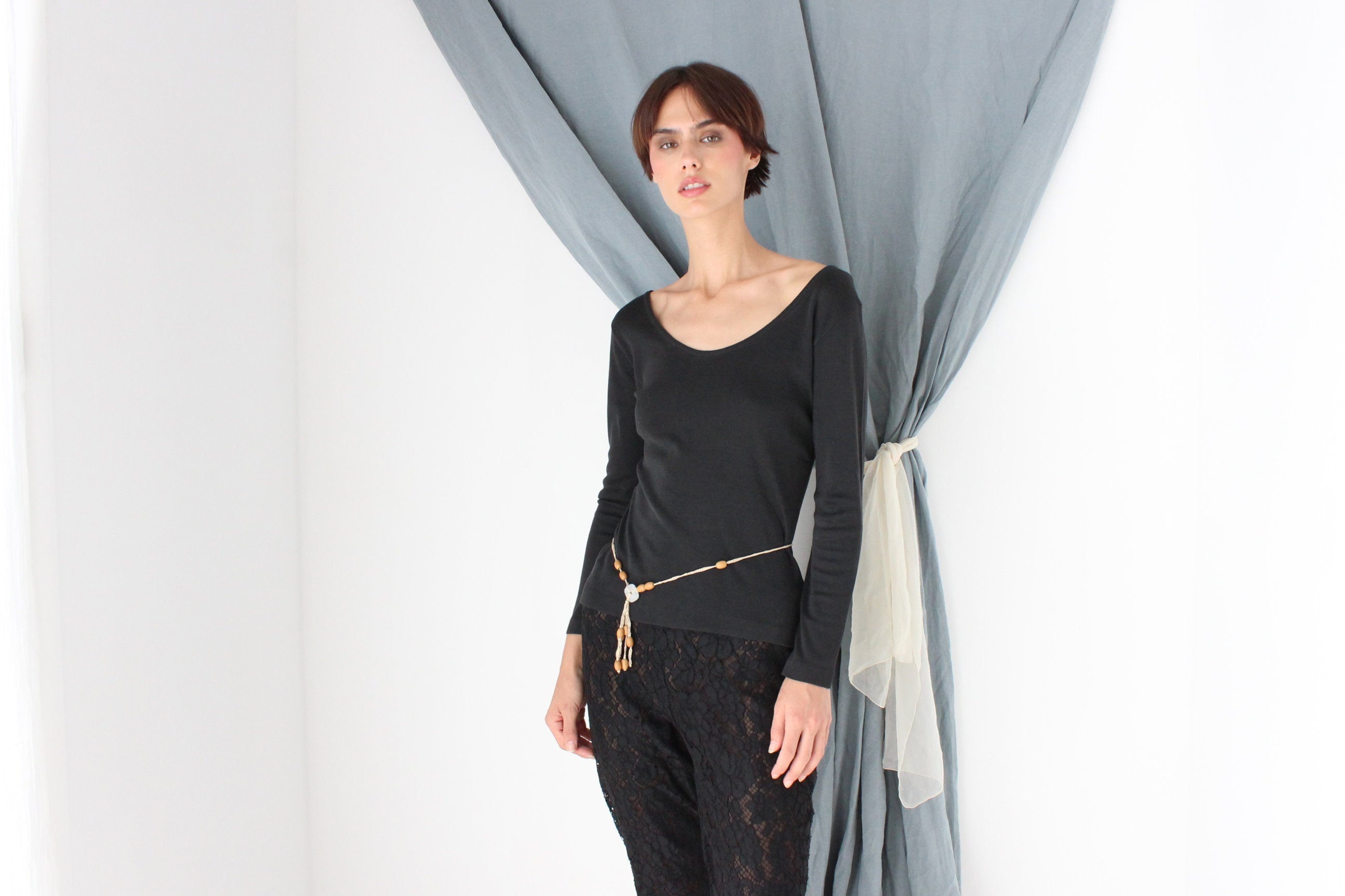 MADE IN ITALY 70s Oscalito Premium Cotton Scoop Neck Top