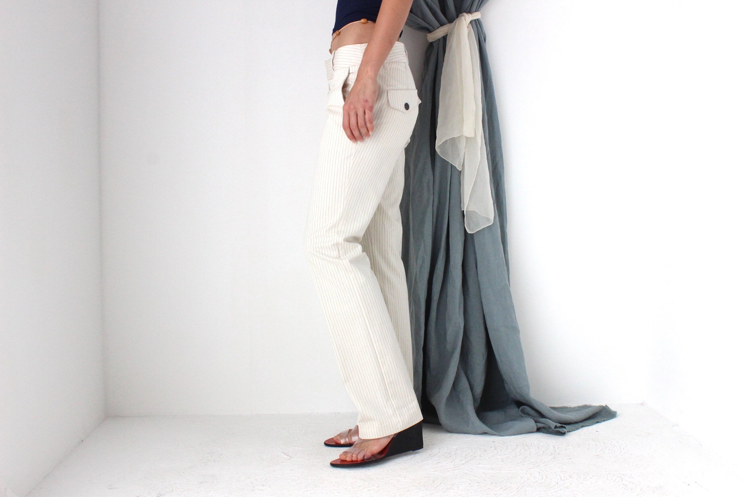 MADE IN ITALY 2000s Diesel Low Rise Pinstripe Bootcut Pants