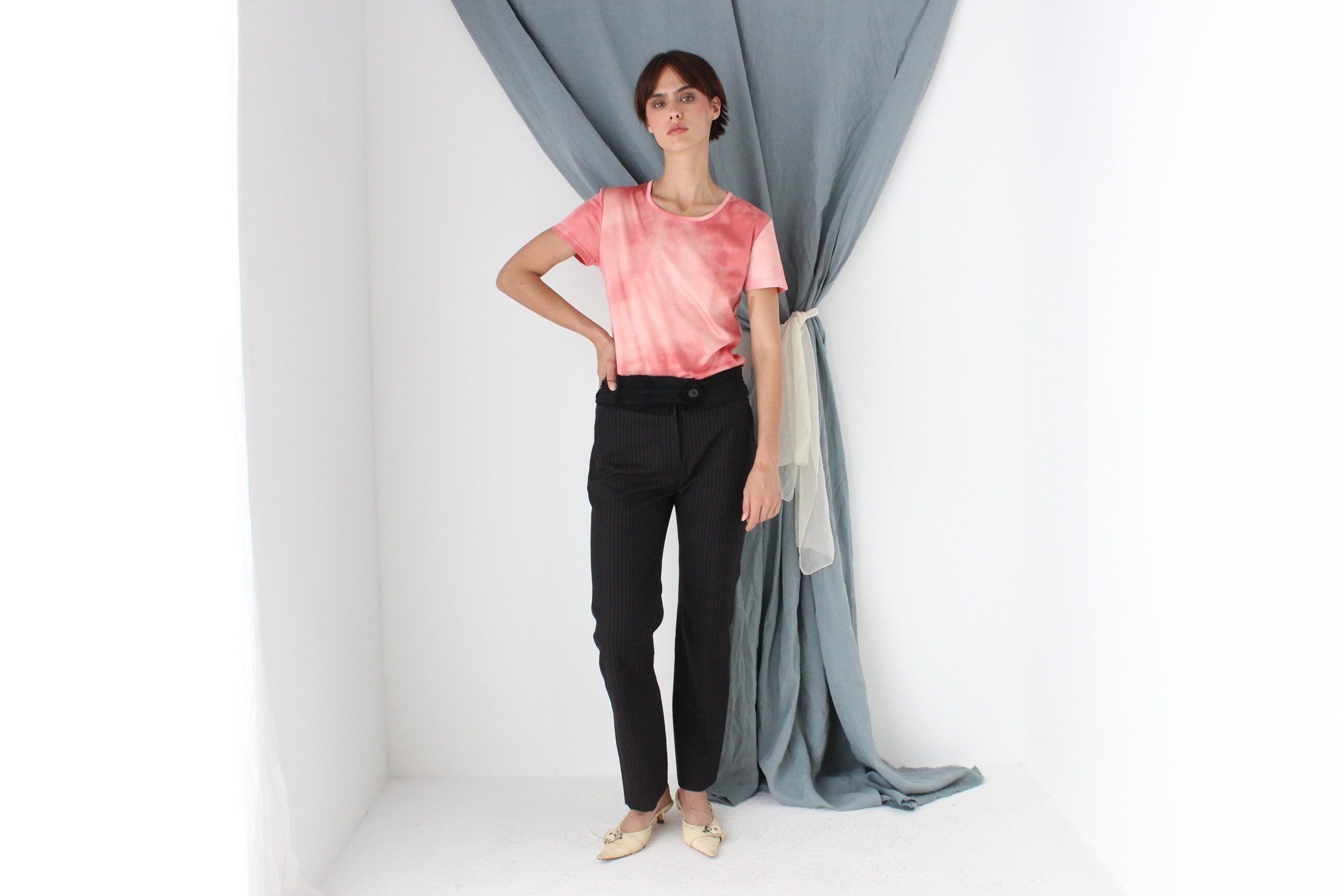MADE IN ITALY Y2K Pink Glitter Tie Dye Top