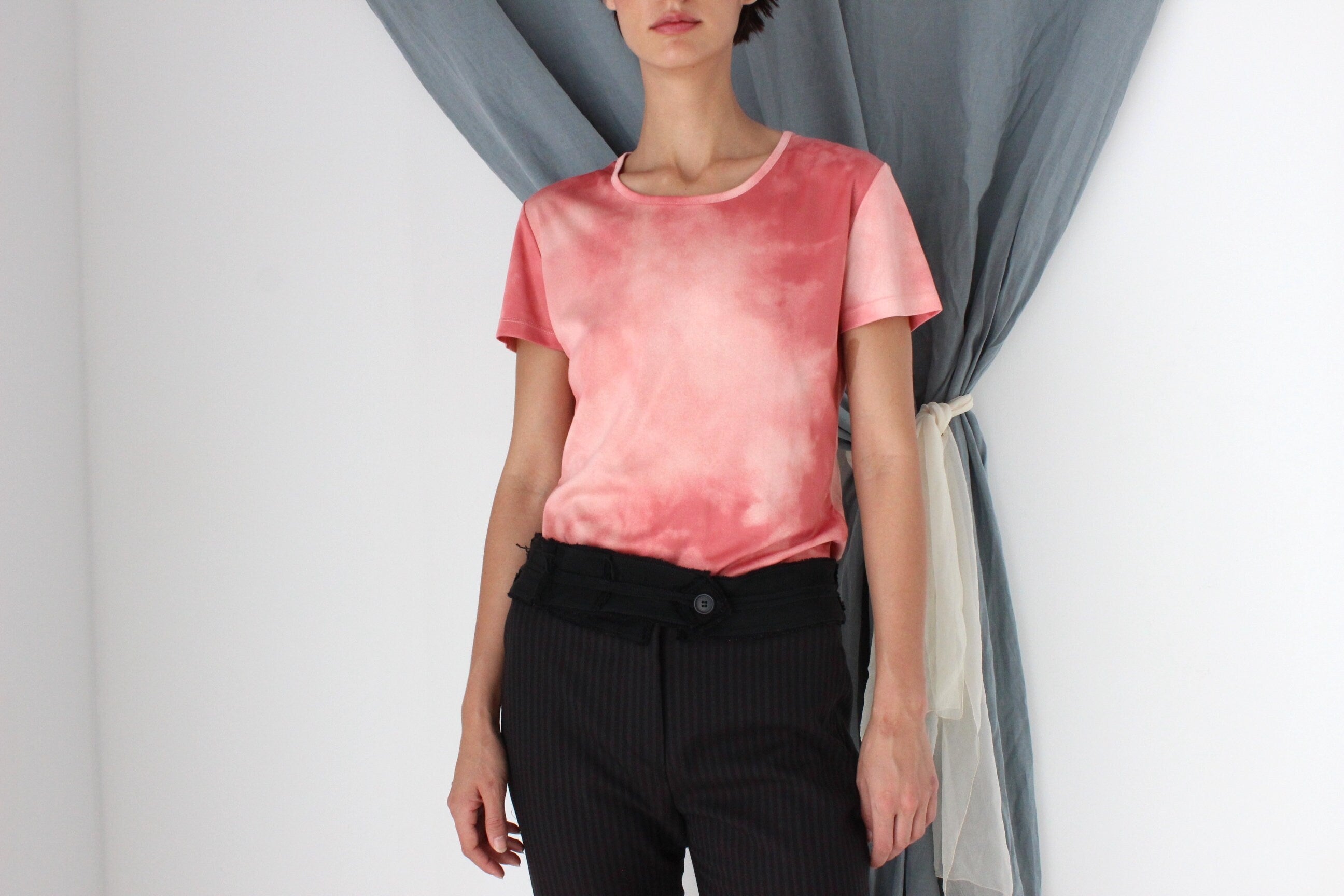MADE IN ITALY Y2K Pink Glitter Tie Dye Top