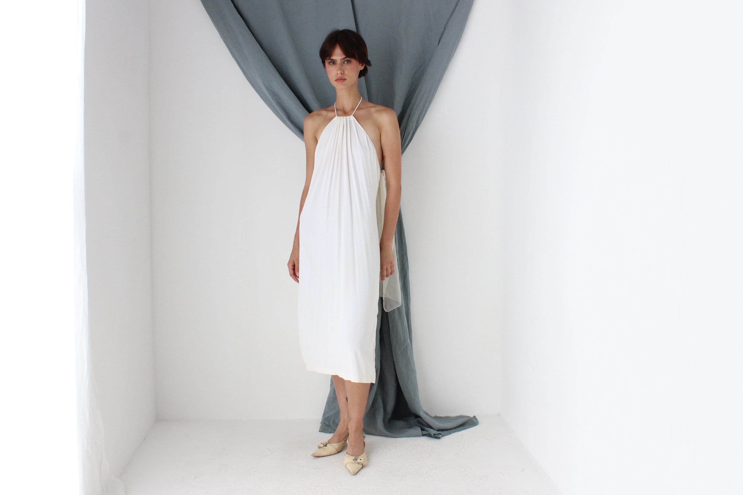 MADE IN ITALY 2000s Slinky Halter Beach Cover Up