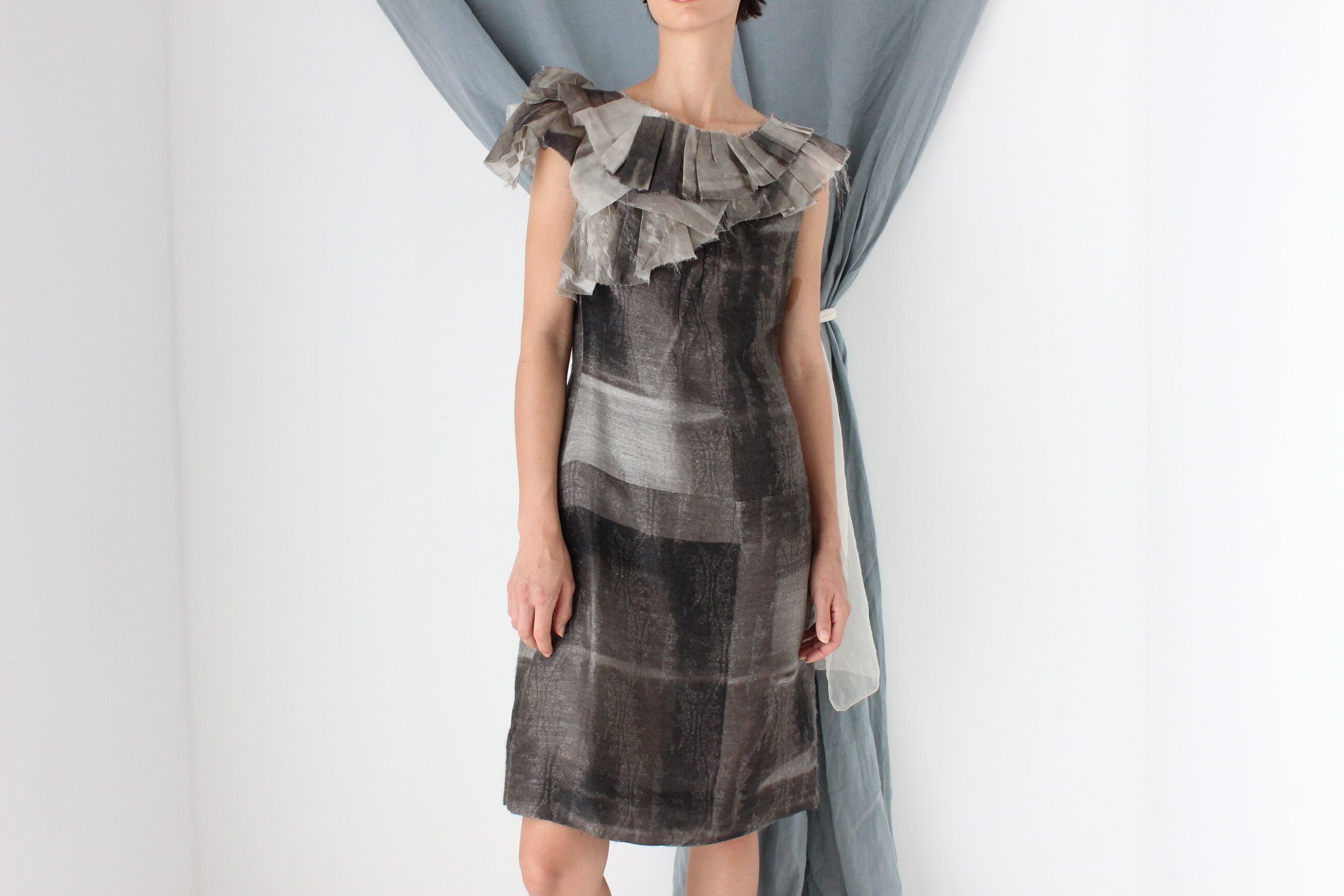 MADE IN ITALY 2000s Marni Wool / Mohair / Silk Abstract Ruffle Dress