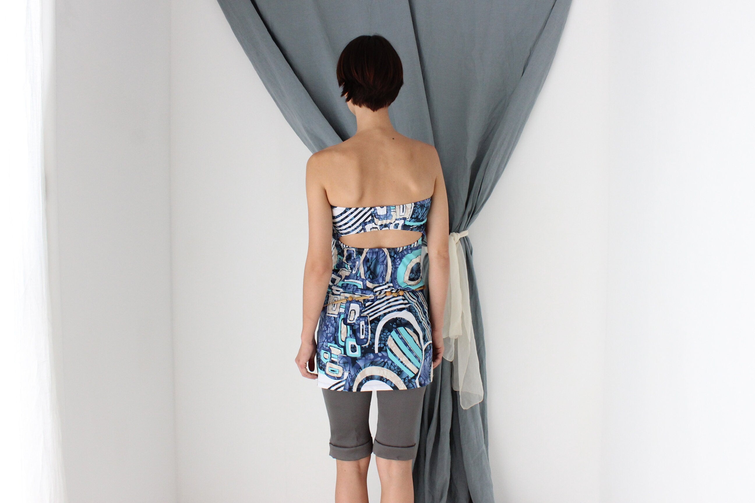 MADE IN ITALY 2000s Strapless Bandeau Mini Dress / Top