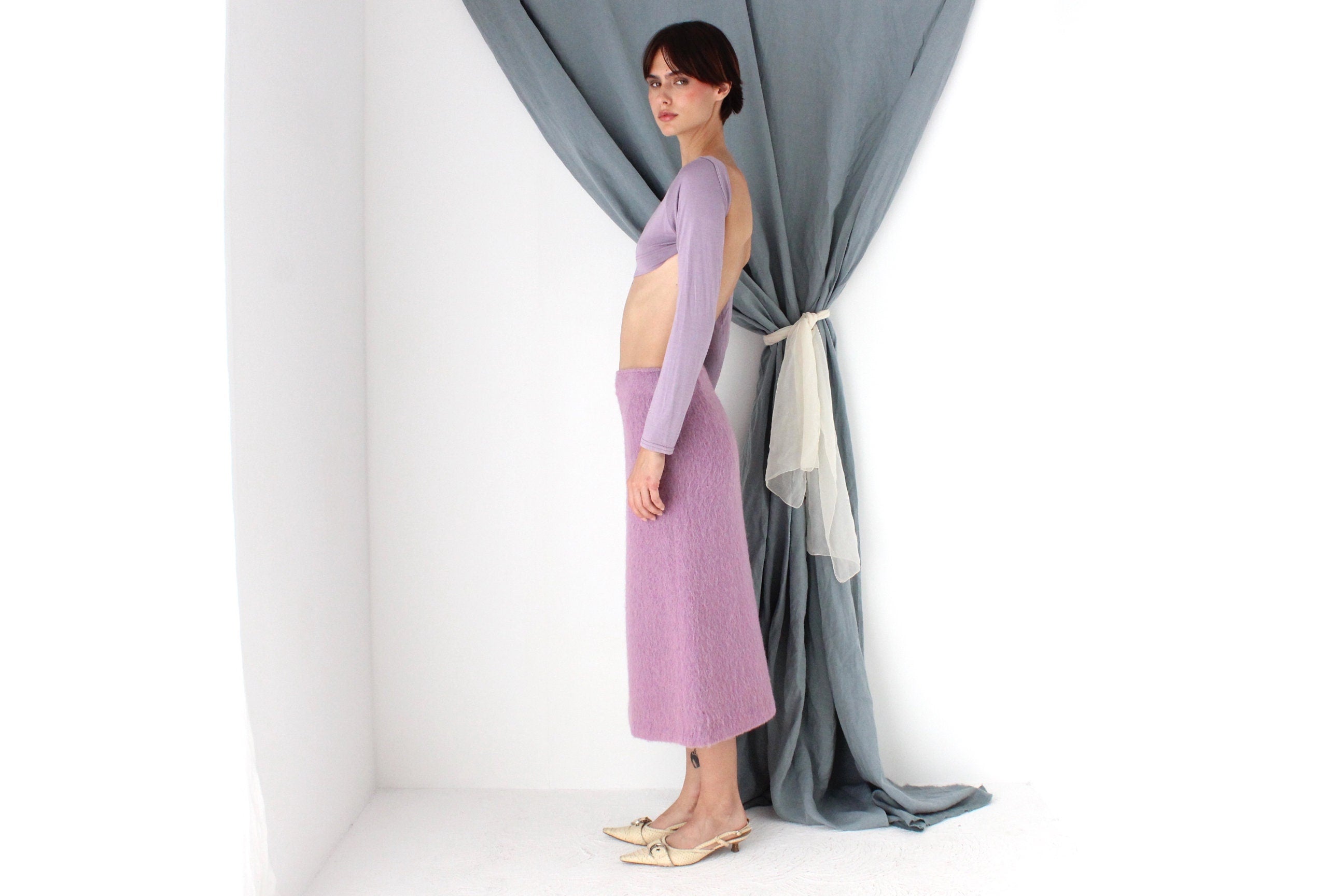 MADE IN ITALY 2000s Lilac Stretch Long Sleeve Bolero Shrug