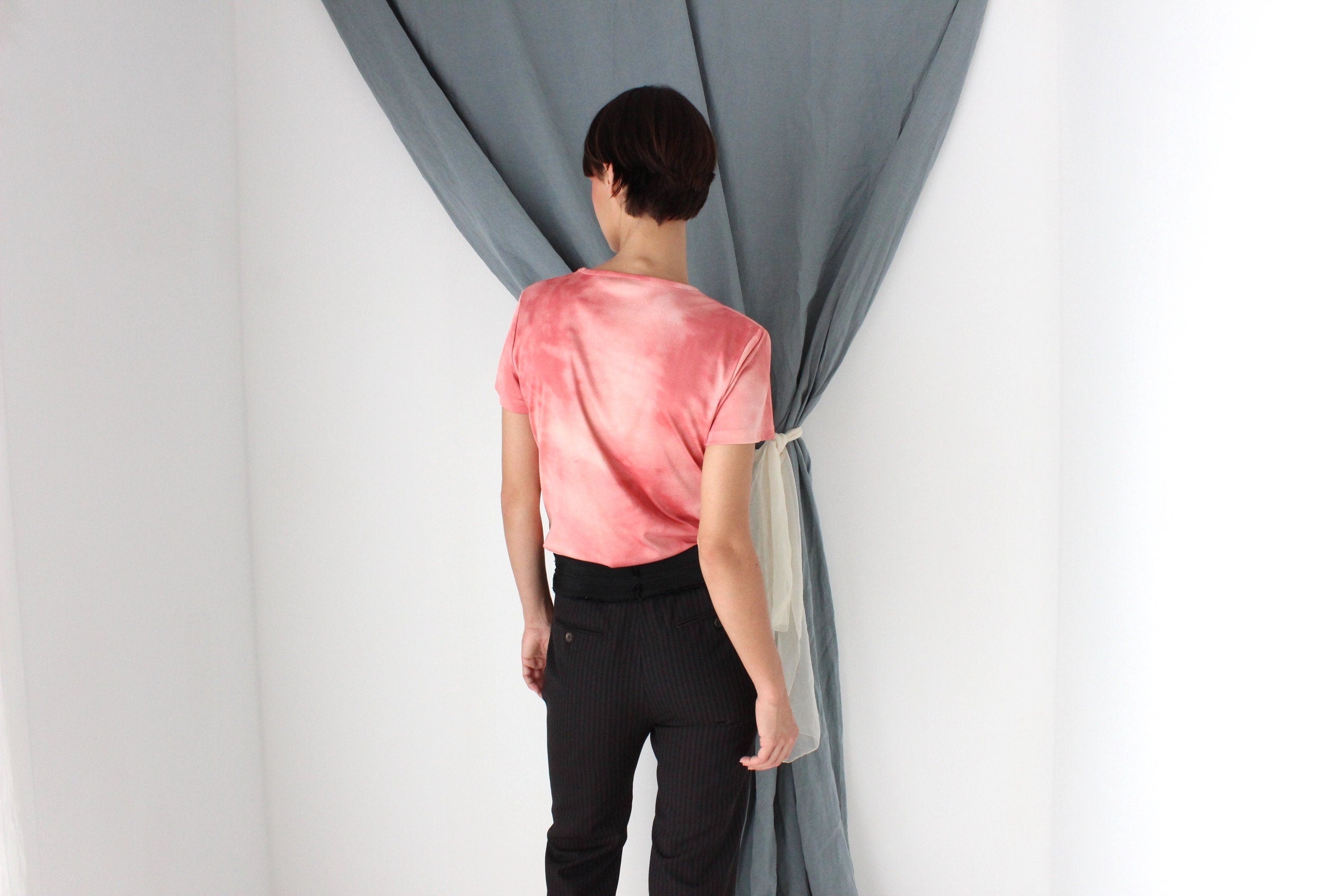 MADE IN ITALY Y2K Pink Glitter Tie Dye Top