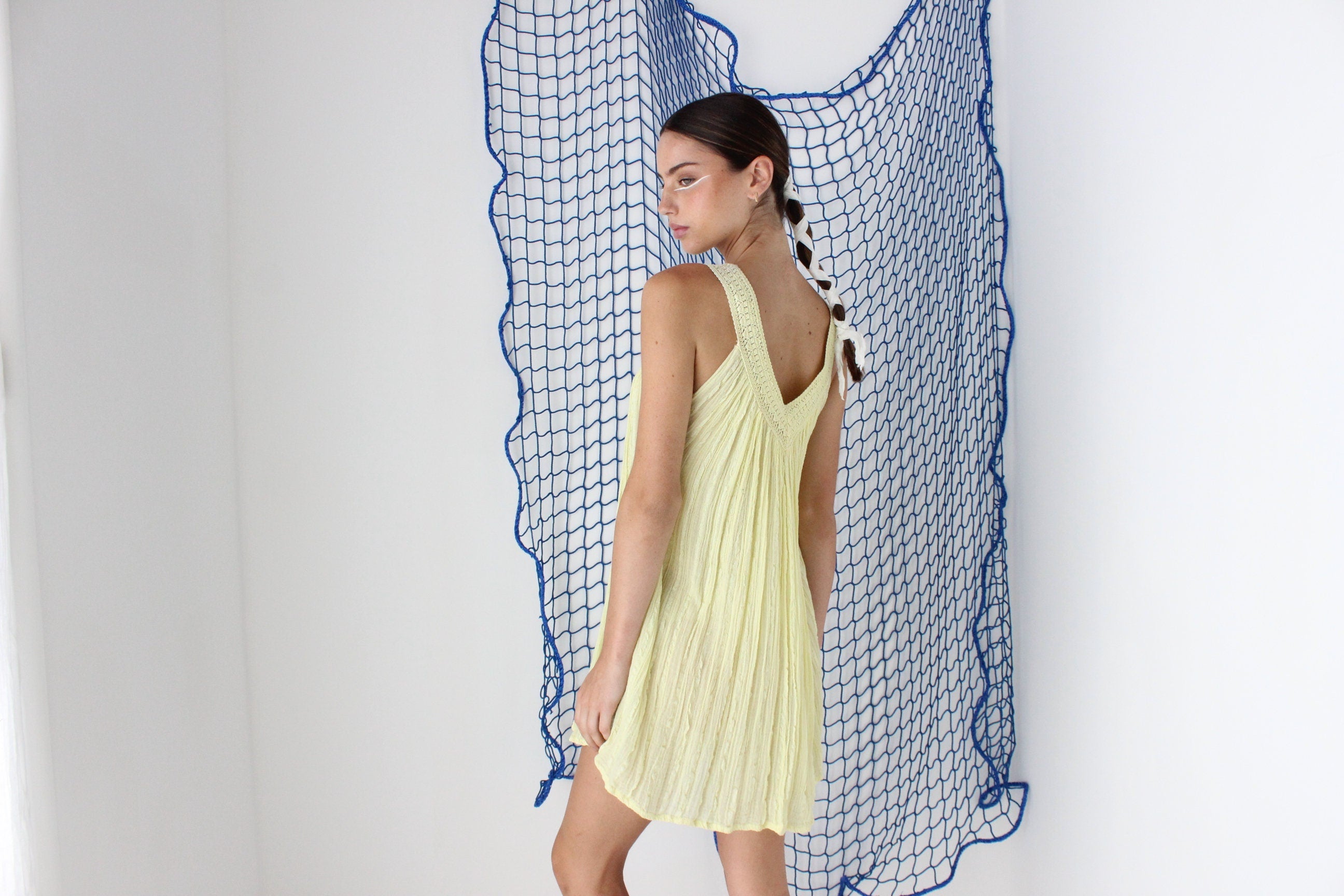 MADE IN GREECE 90s Cotton Gauze Grecian Trapeze Mini