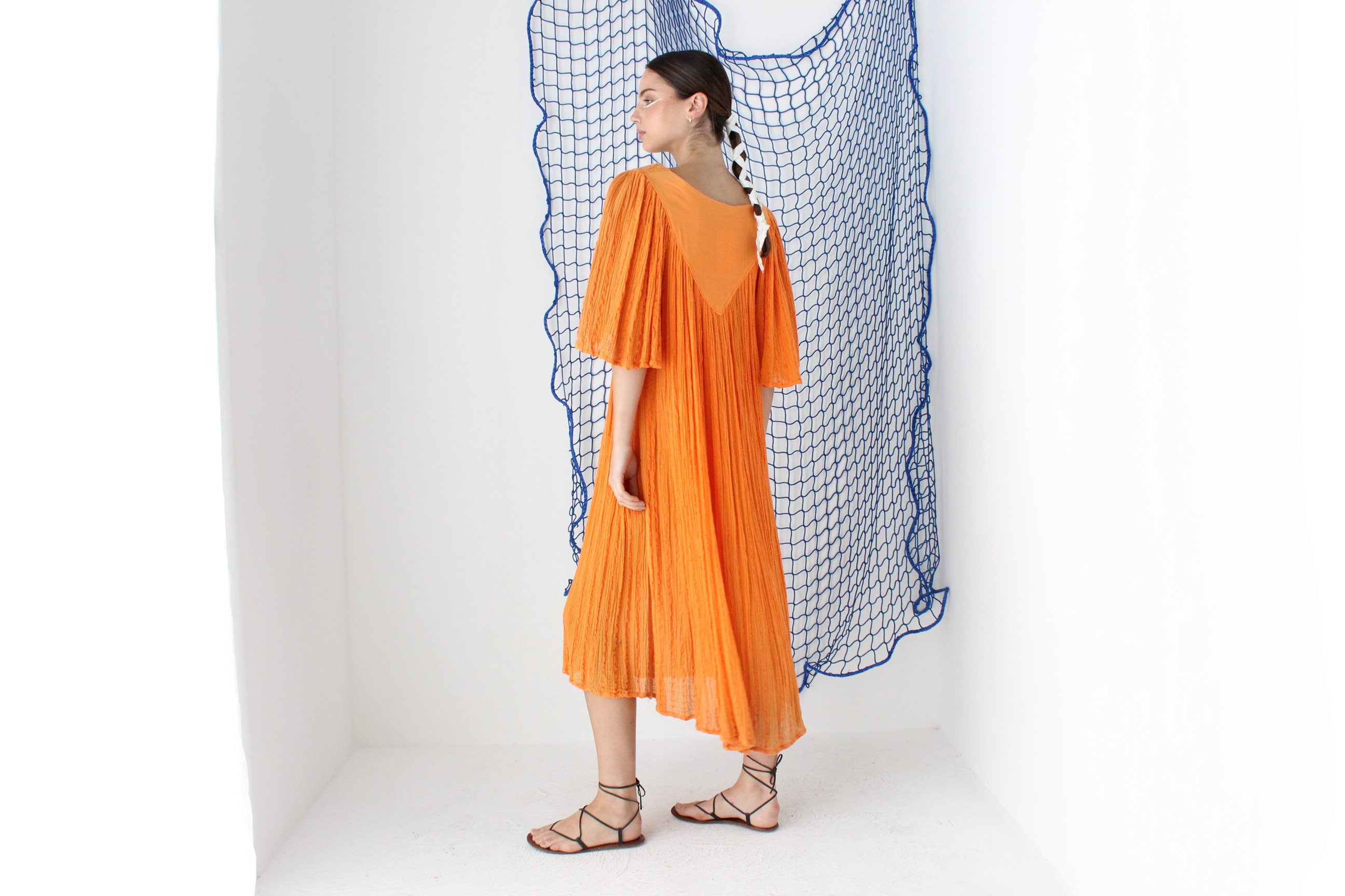 MADE IN GREECE 90s Cotton Gauze Relaxed Grecian Smock