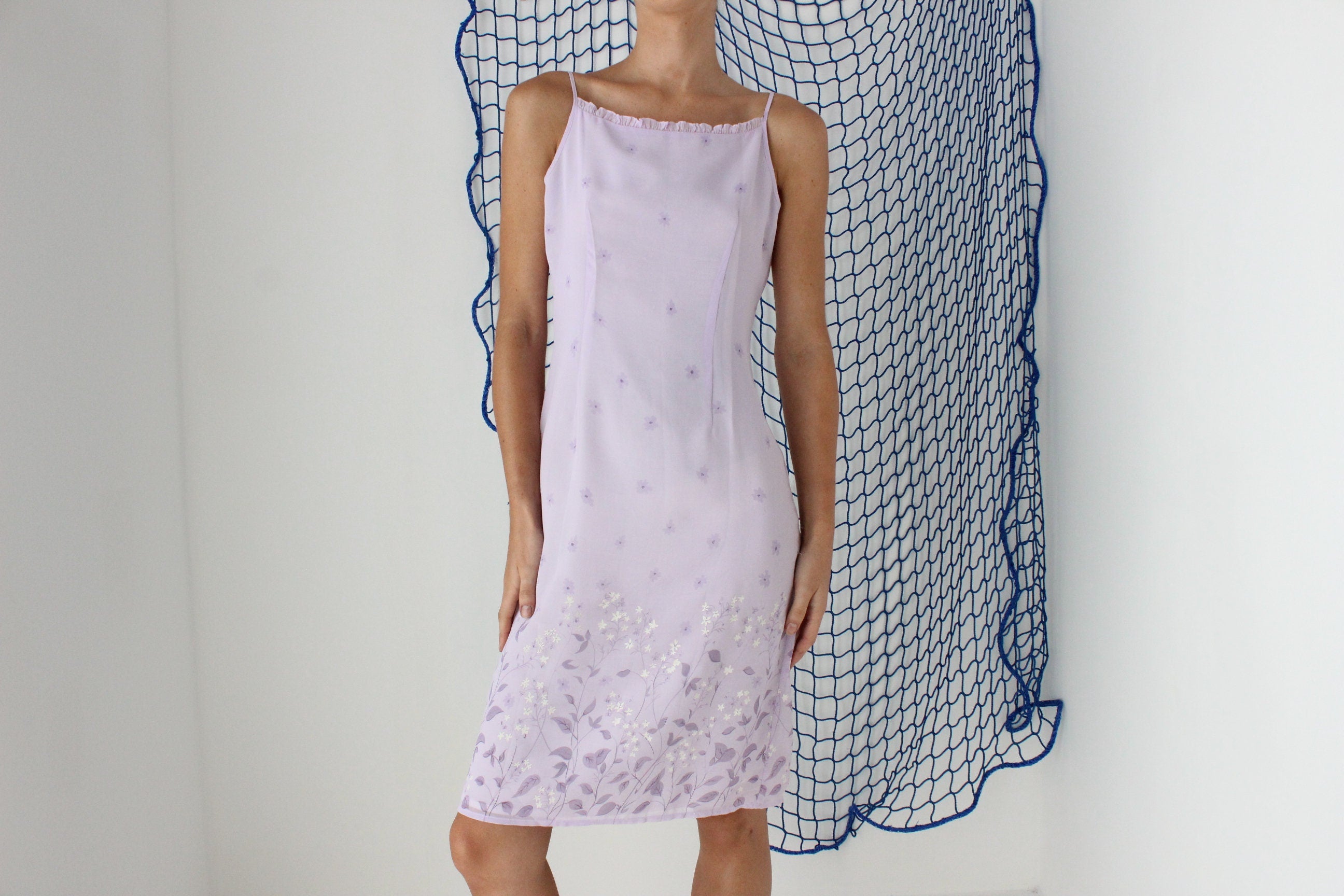 FOUND IN GREECE Y2K Pastel Square Neck A Line Dress