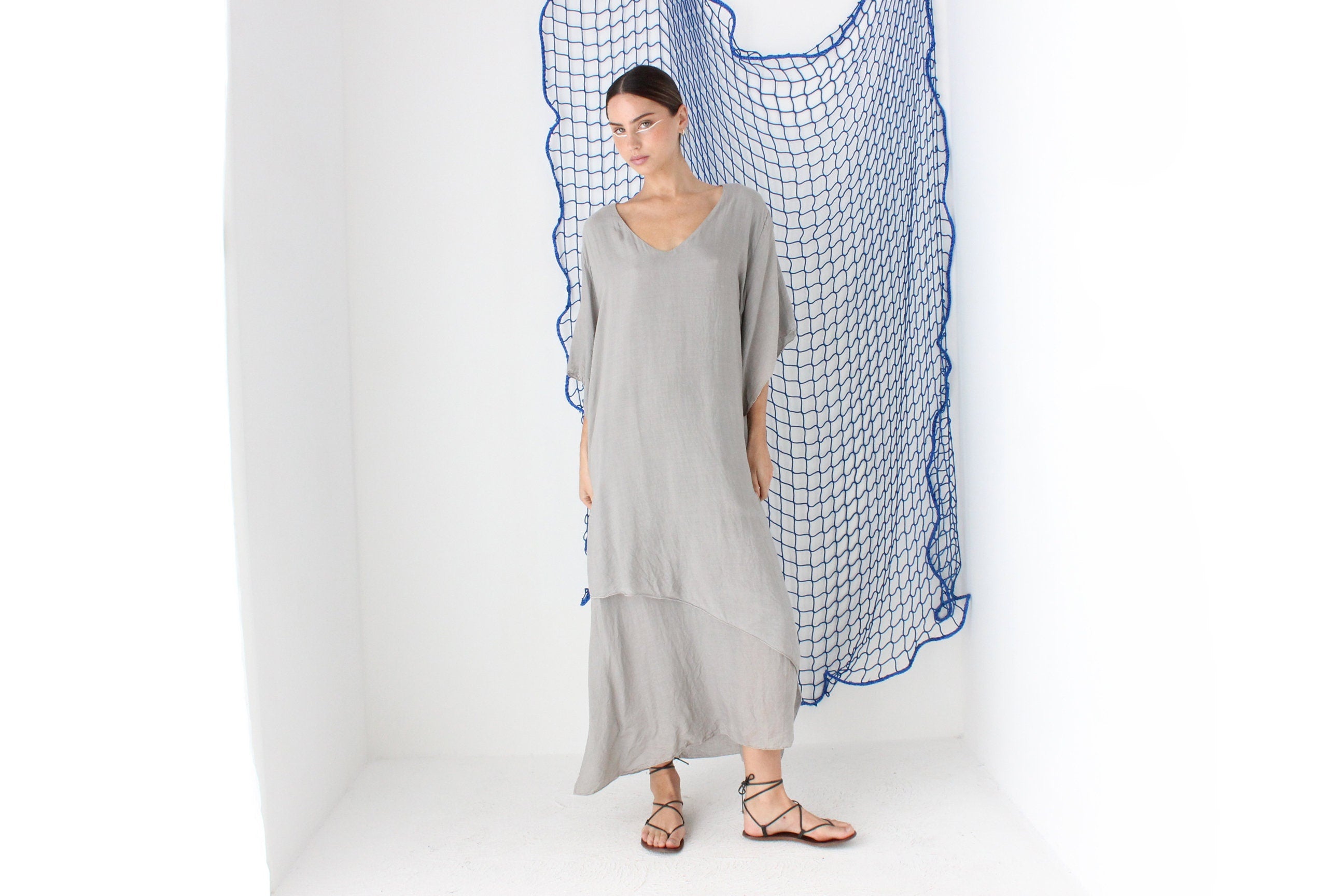 MADE IN GREECE 90s Layered Gauze Free Size Kaftan