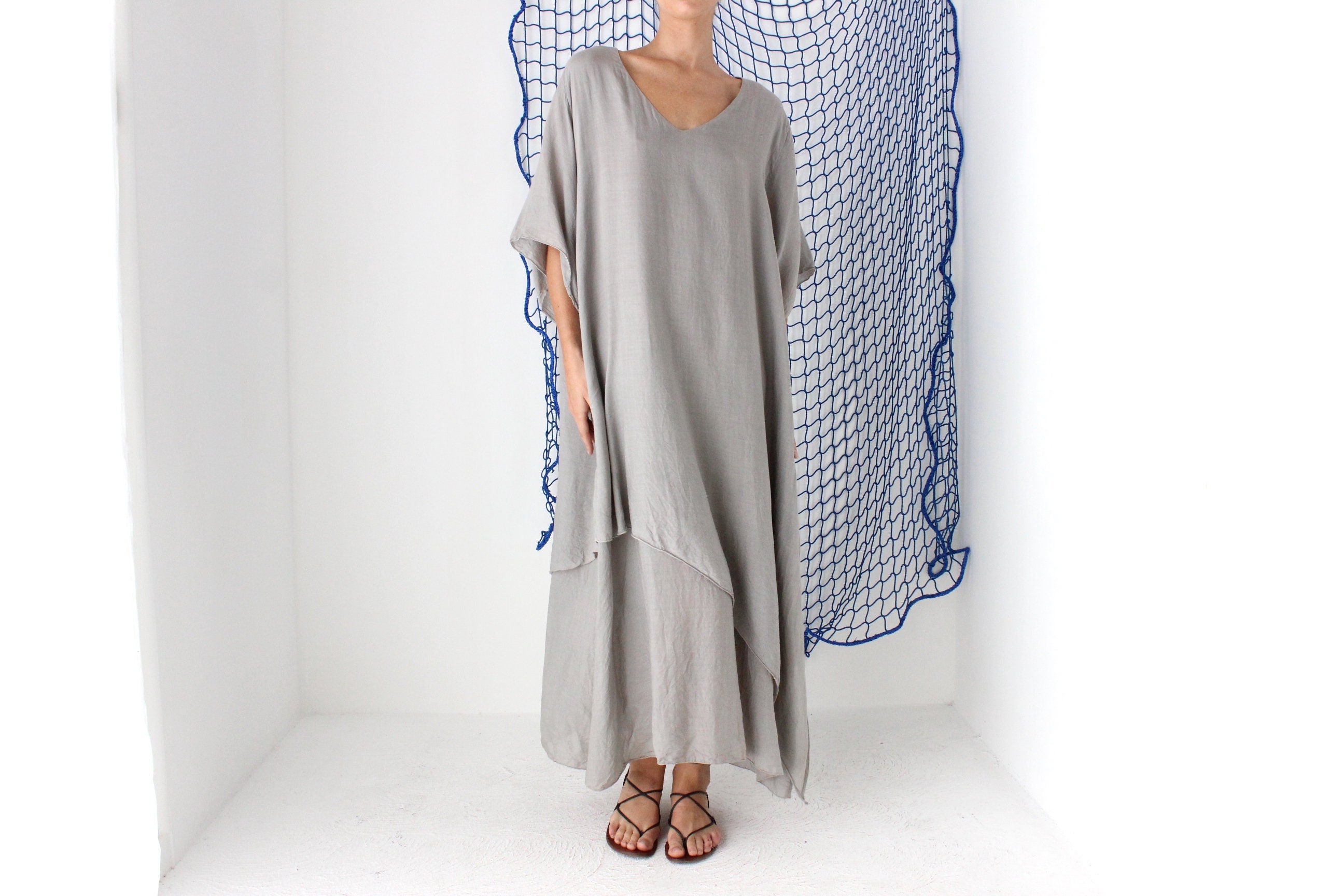 MADE IN GREECE 90s Layered Gauze Free Size Kaftan