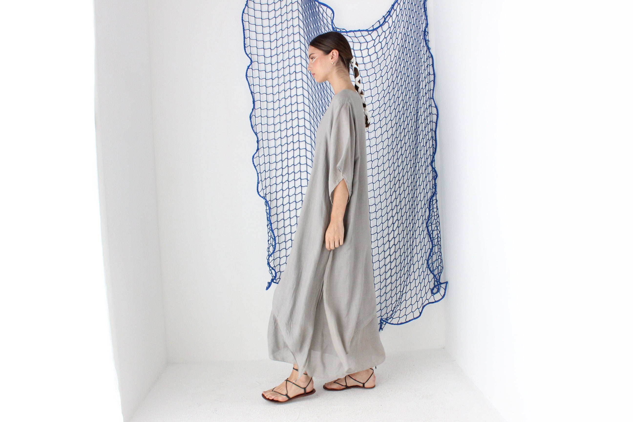 MADE IN GREECE 90s Layered Gauze Free Size Kaftan