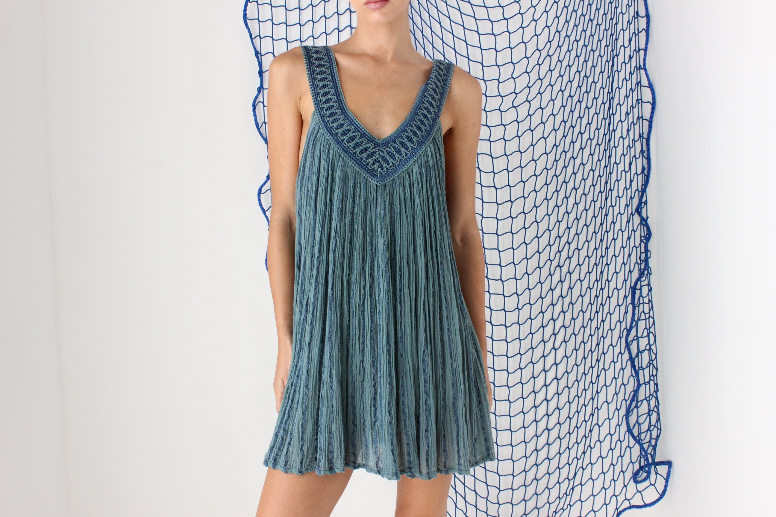MADE IN GREECE 90s Cotton Gauze Relaxed Summer Mini