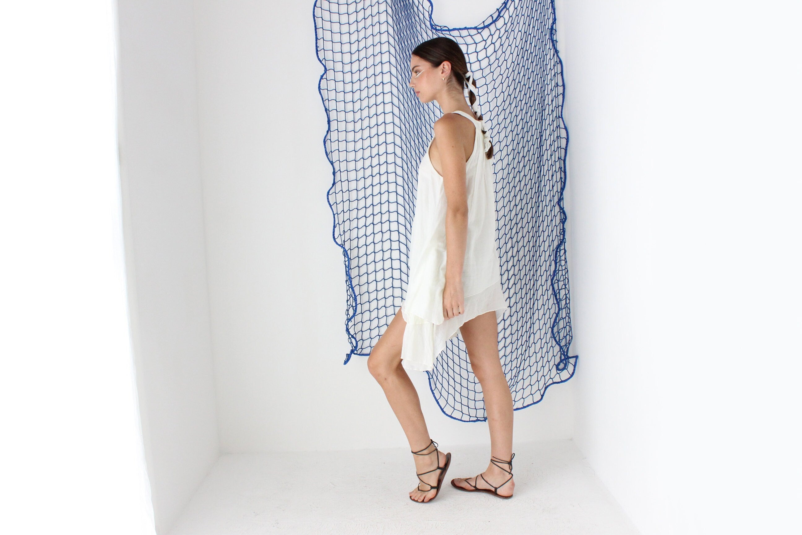 FOUND IN GREECE 90s Layered Grecian Gauze Trapeze Top