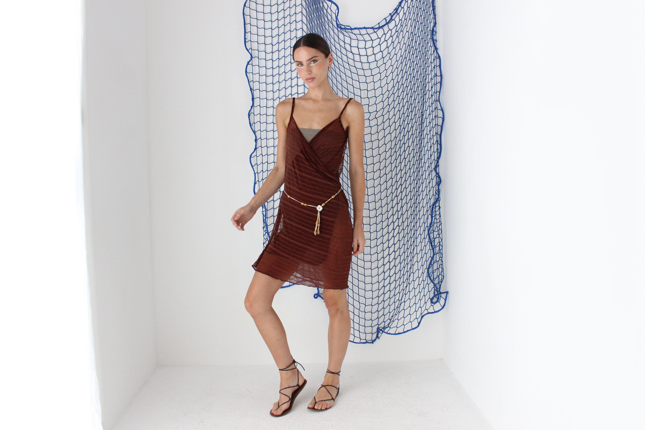 FOUND IN GREECE Funky Mesh Experimental Wrap Cover Up