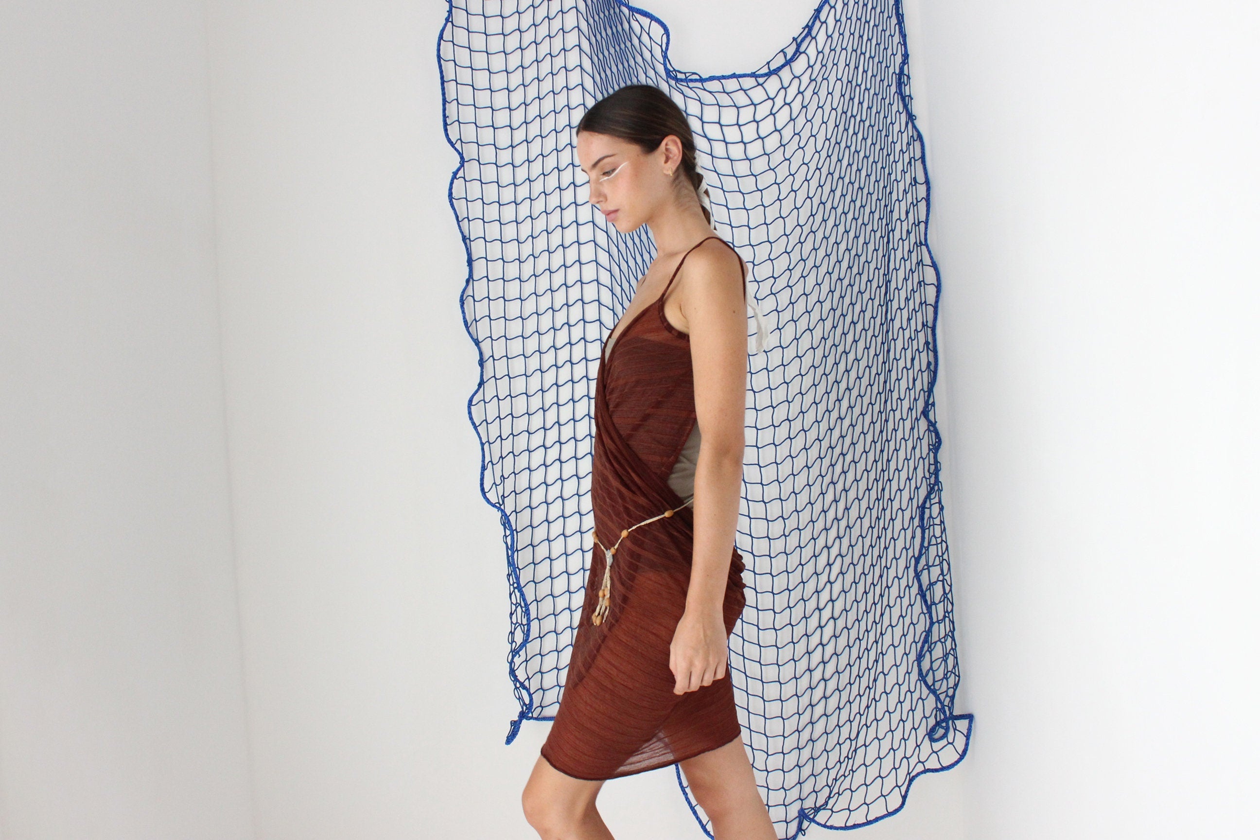 FOUND IN GREECE Funky Mesh Experimental Wrap Cover Up