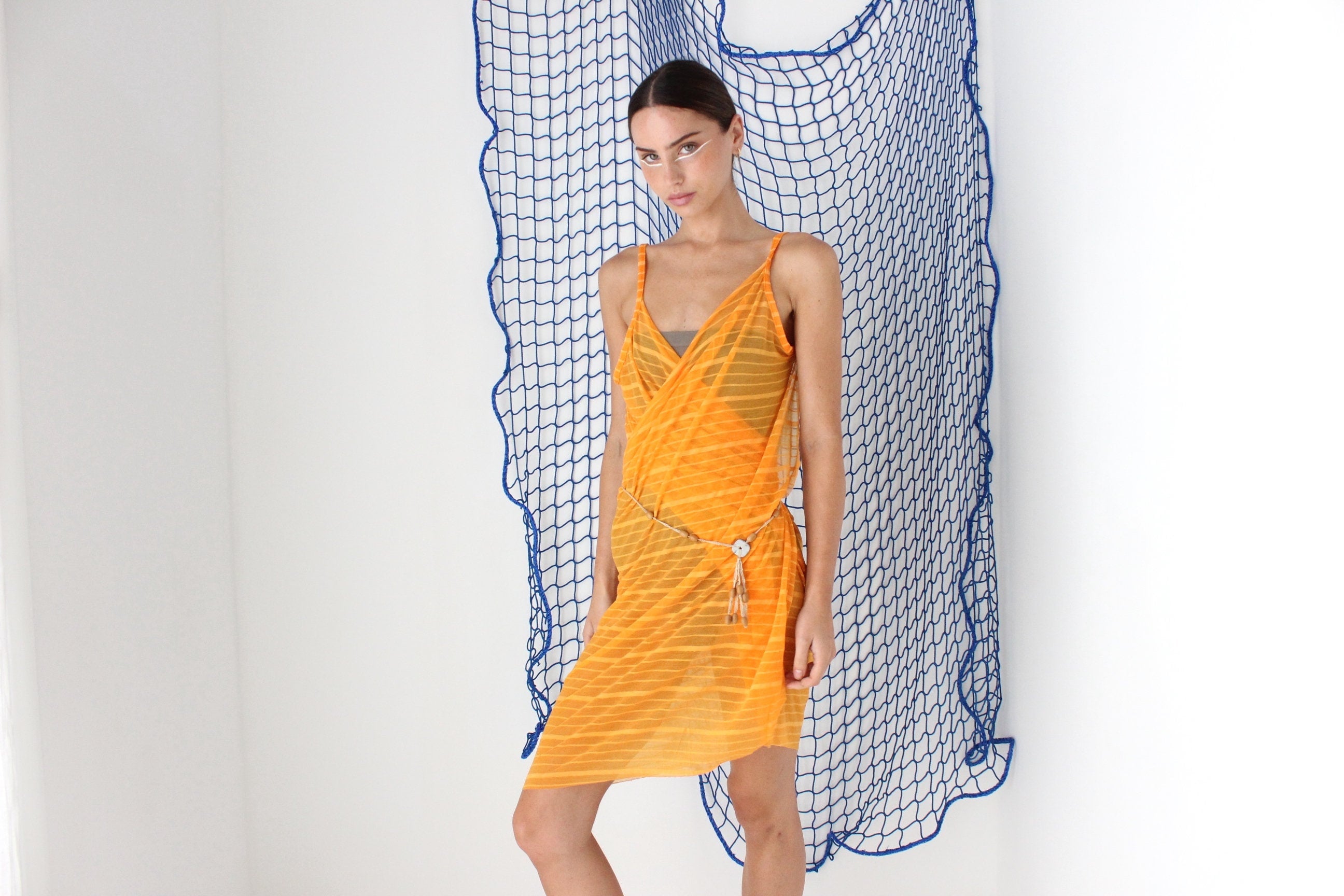 FOUND IN GREECE Funky Mesh Experimental Wrap Cover Up