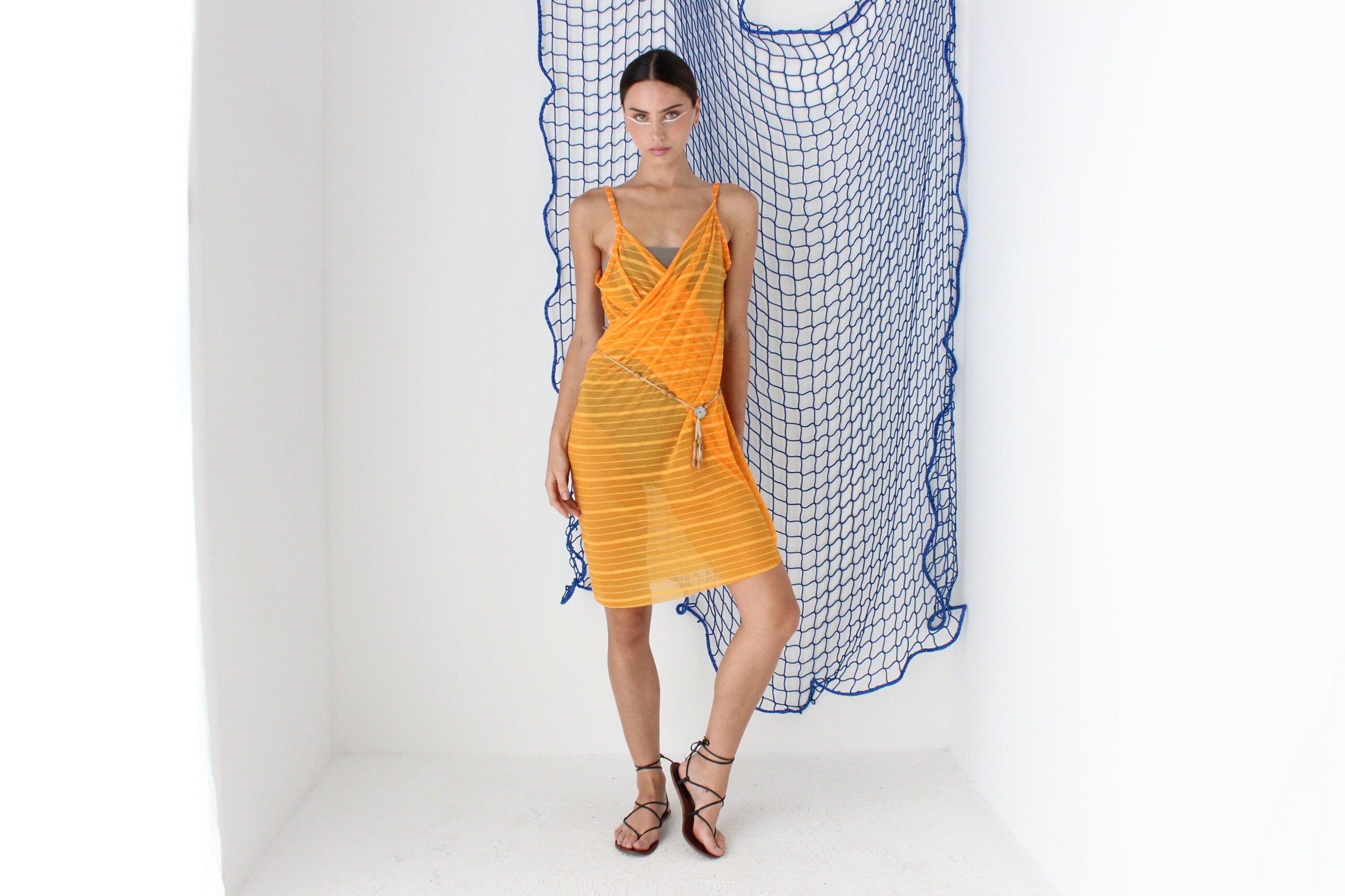 FOUND IN GREECE Funky Mesh Experimental Wrap Cover Up