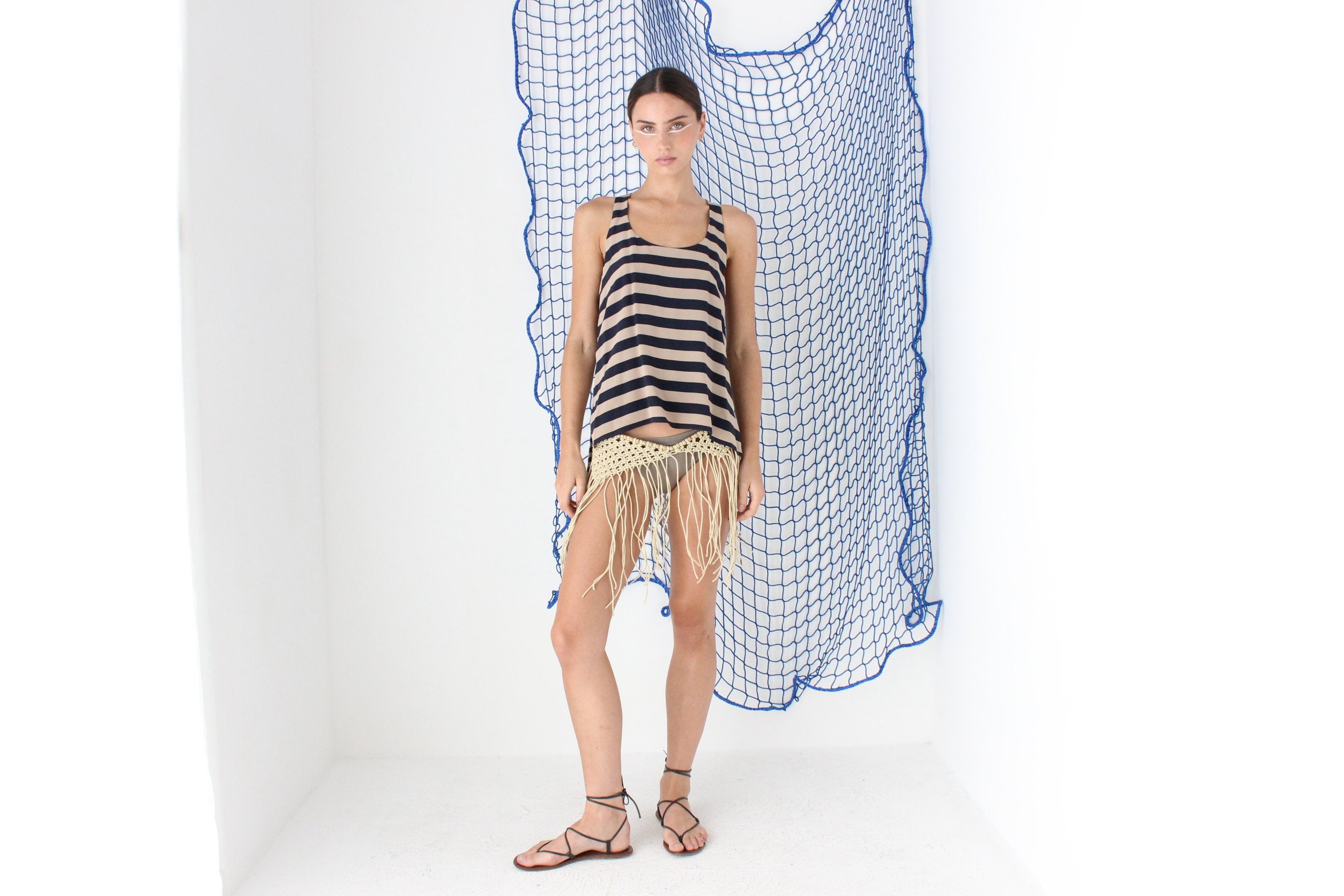 FOUND In GREECE 2000s BCBG Pure Silk Striped Top