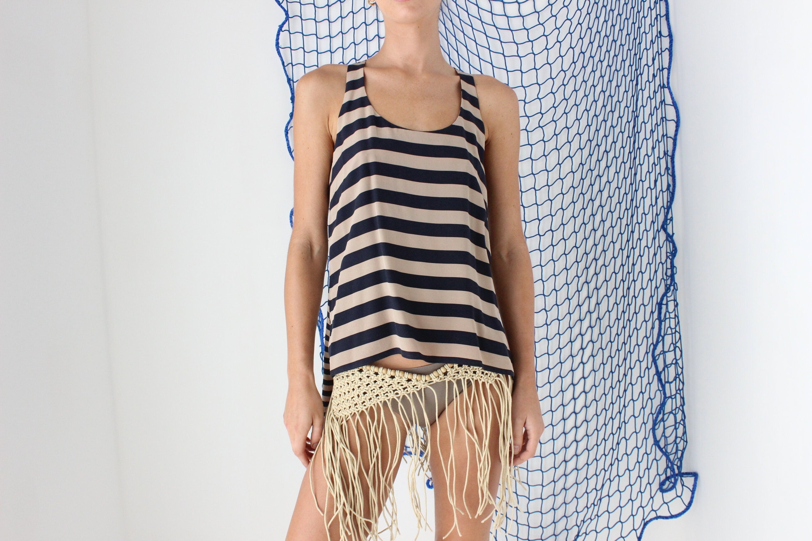 FOUND In GREECE 2000s BCBG Pure Silk Striped Top