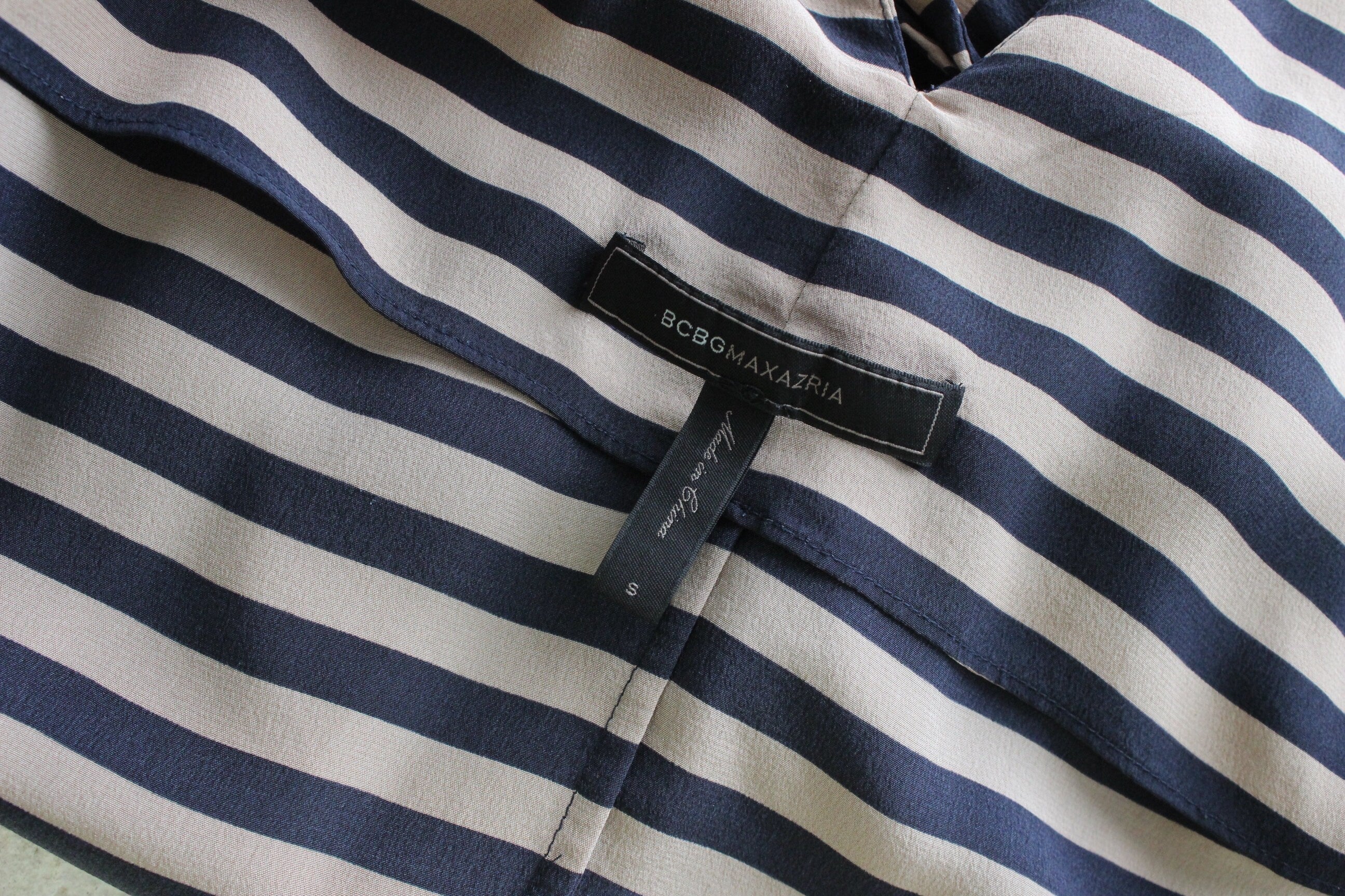 FOUND In GREECE 2000s BCBG Pure Silk Striped Top