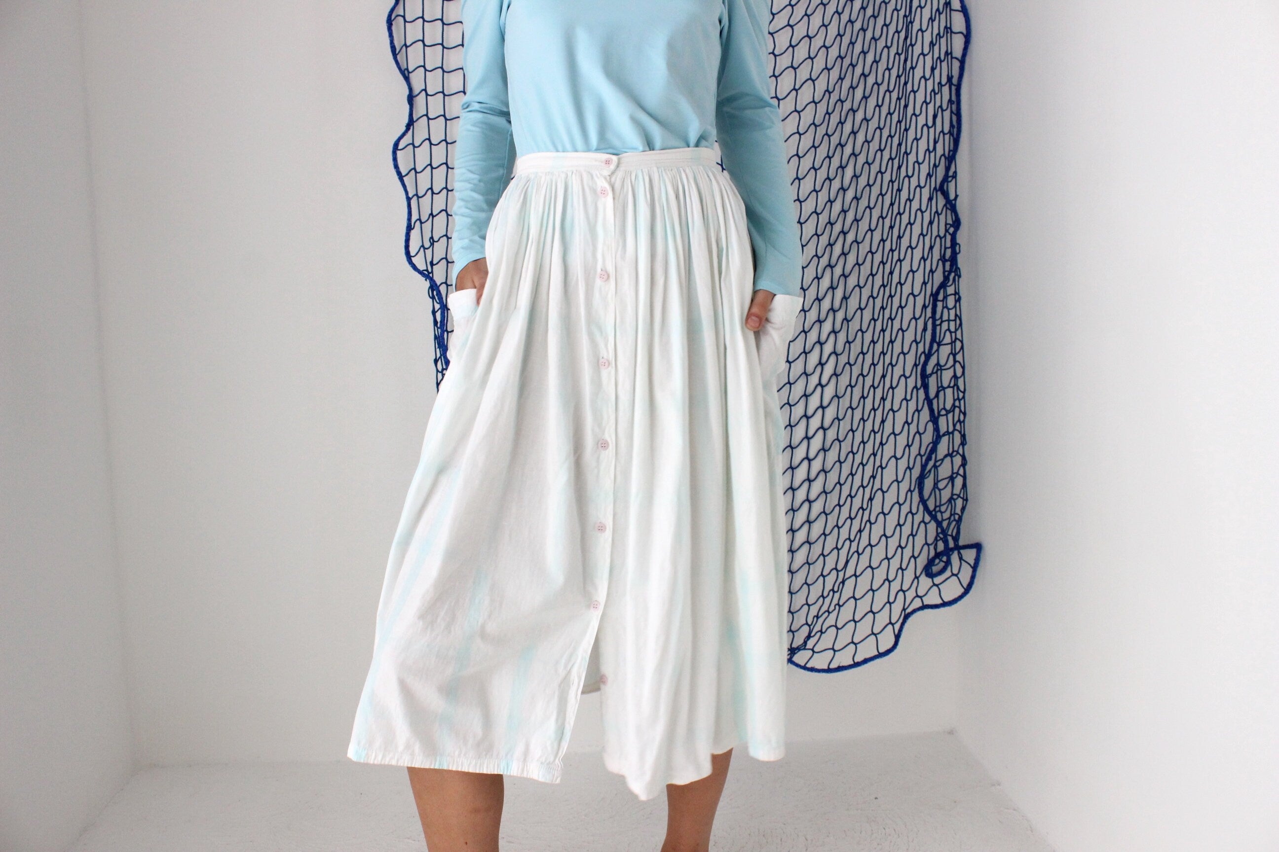FOUND IN GREECE 80s Greek Villager Voluminous Cotton Circle Skirt