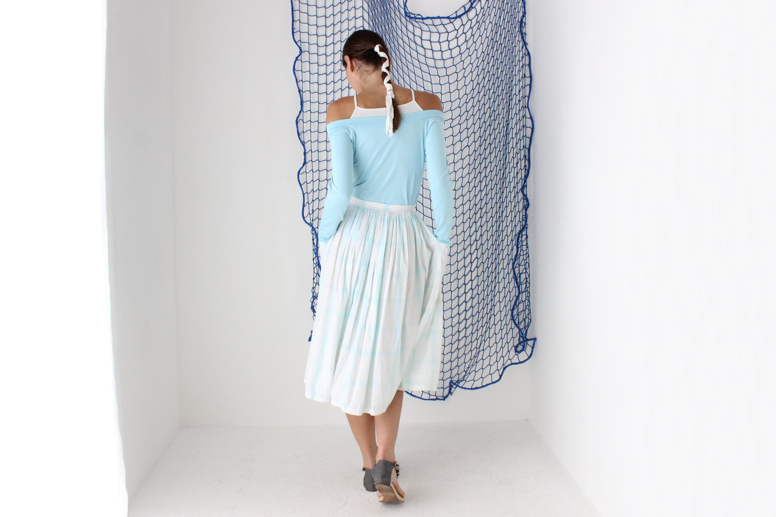 FOUND IN GREECE 80s Greek Villager Voluminous Cotton Circle Skirt