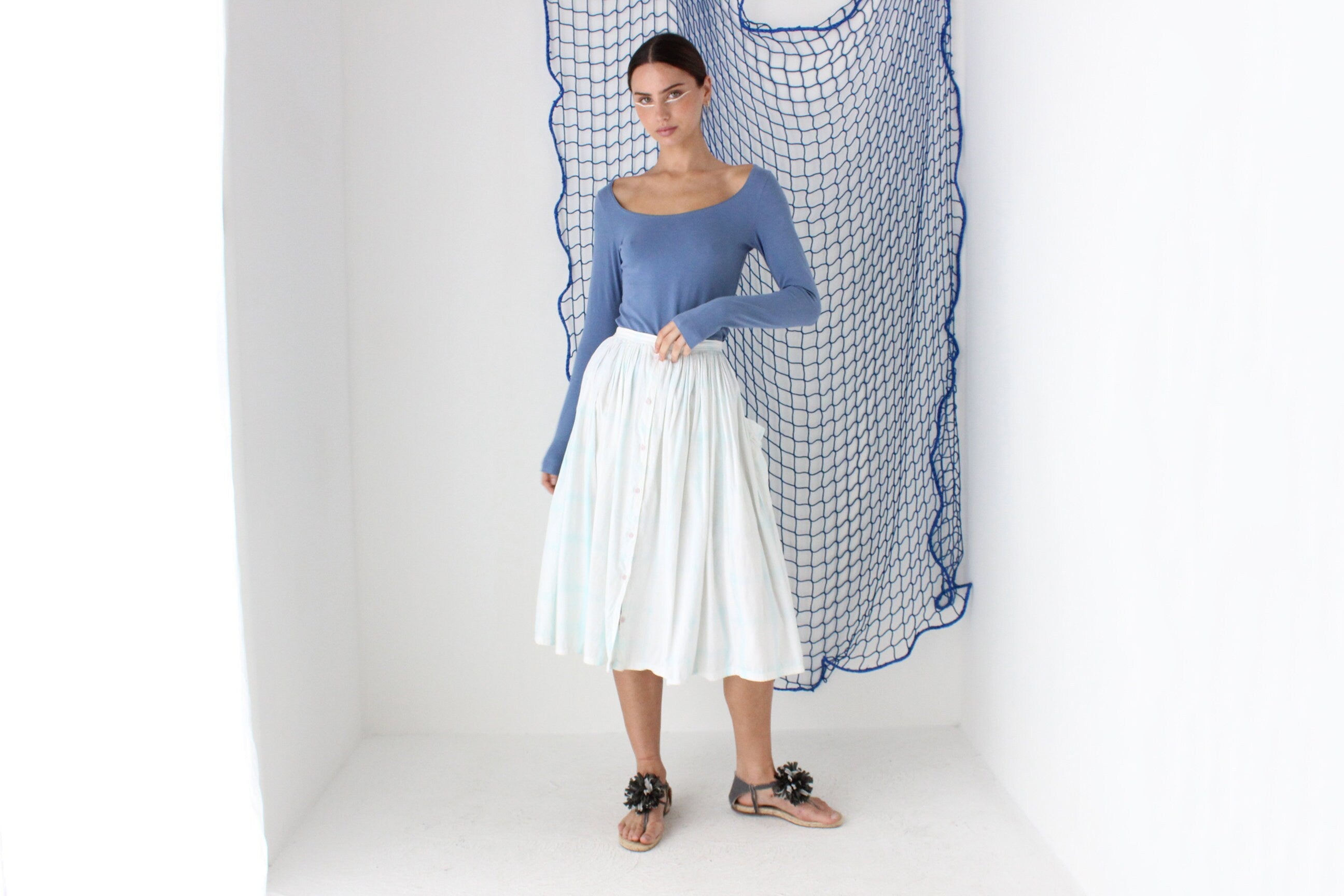 FOUND IN GREECE 80s Greek Villager Voluminous Cotton Circle Skirt