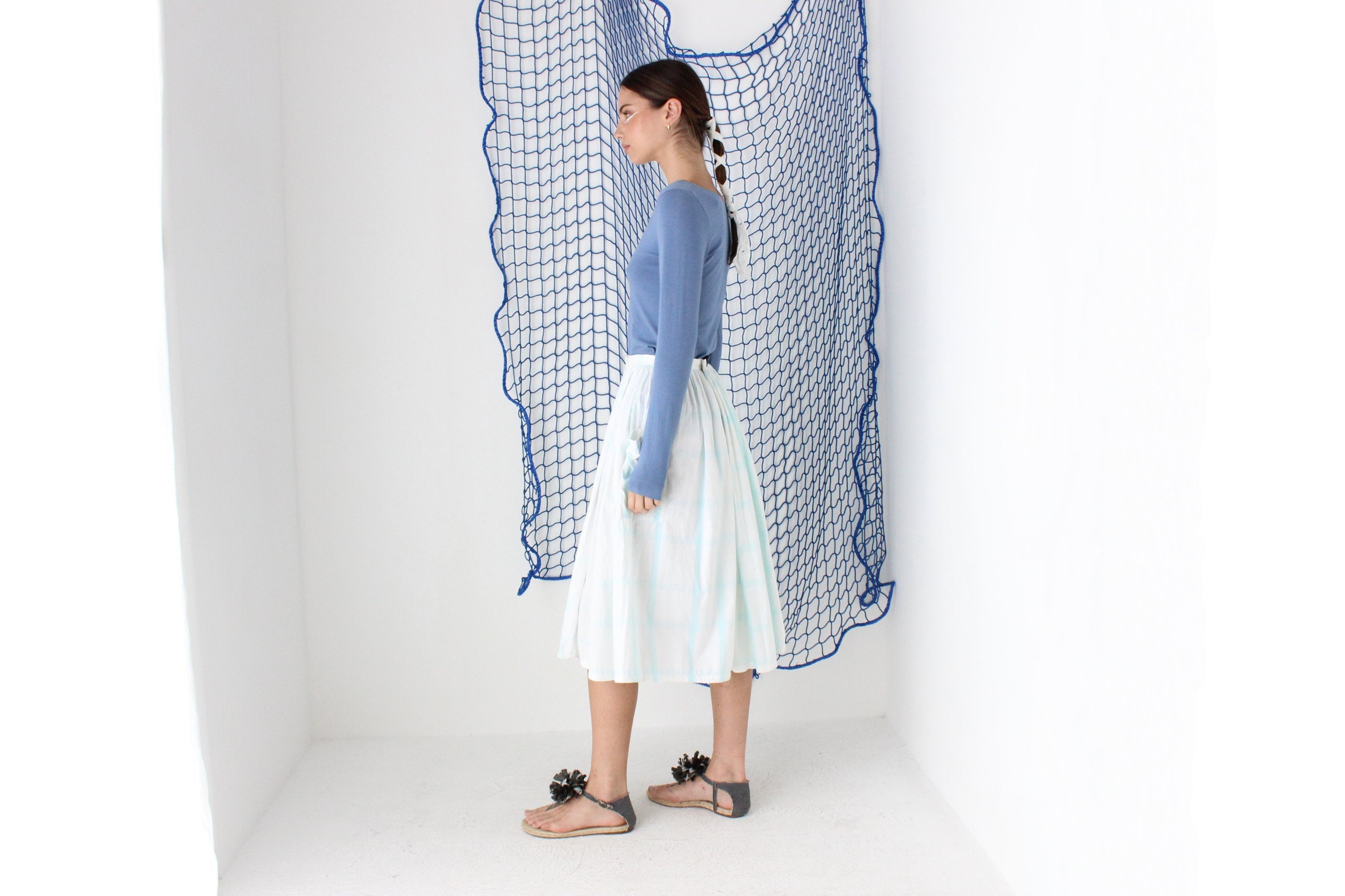 FOUND IN GREECE 80s Greek Villager Voluminous Cotton Circle Skirt