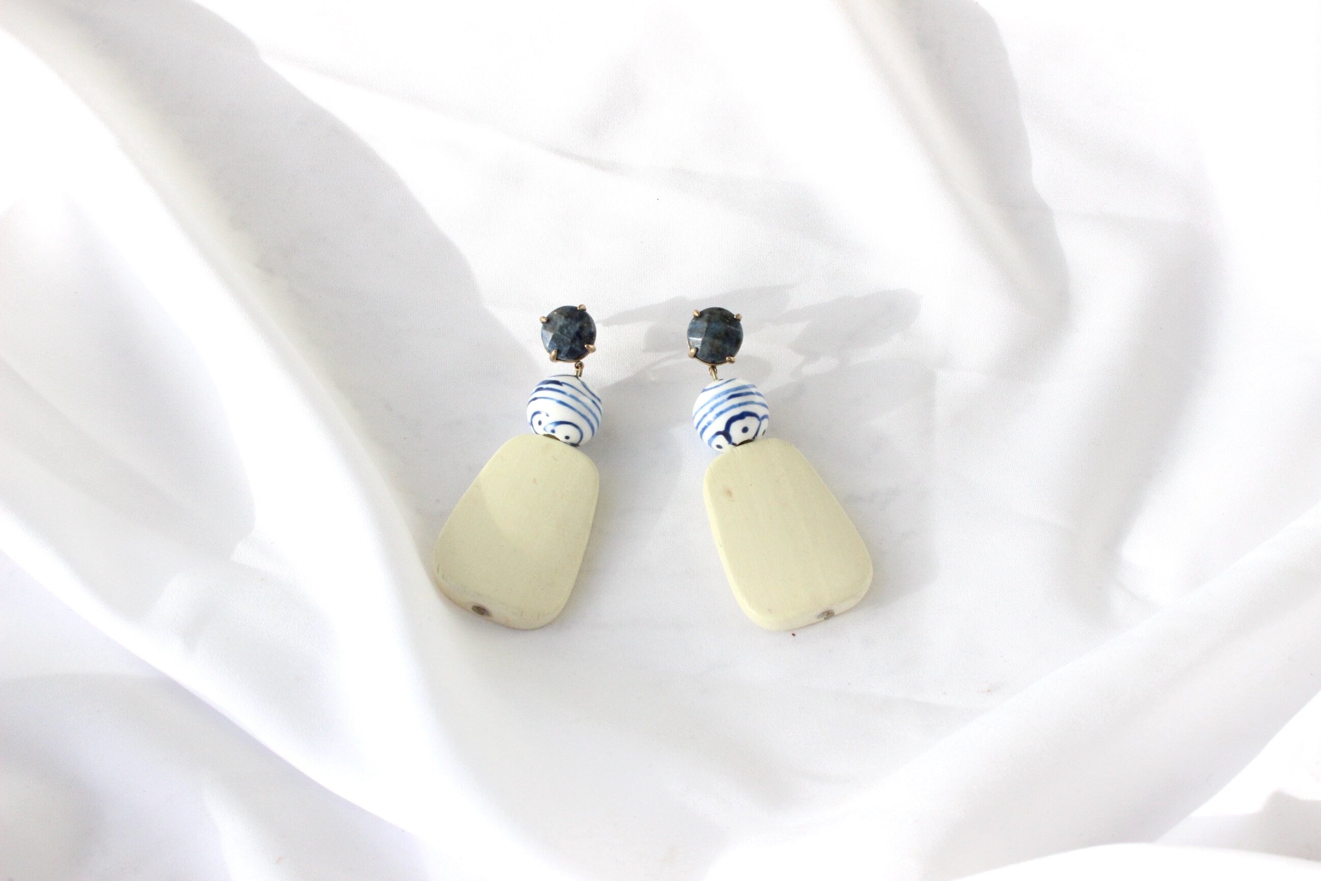 FOUND IN GREECE 90s Hand Painted Abstract Earrings