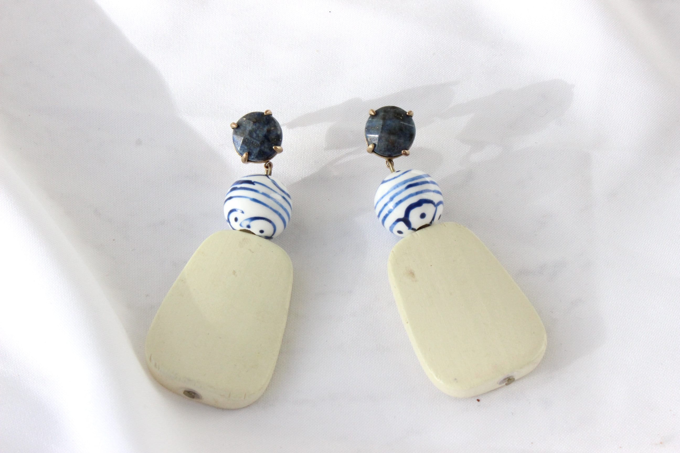 FOUND IN GREECE 90s Hand Painted Abstract Earrings