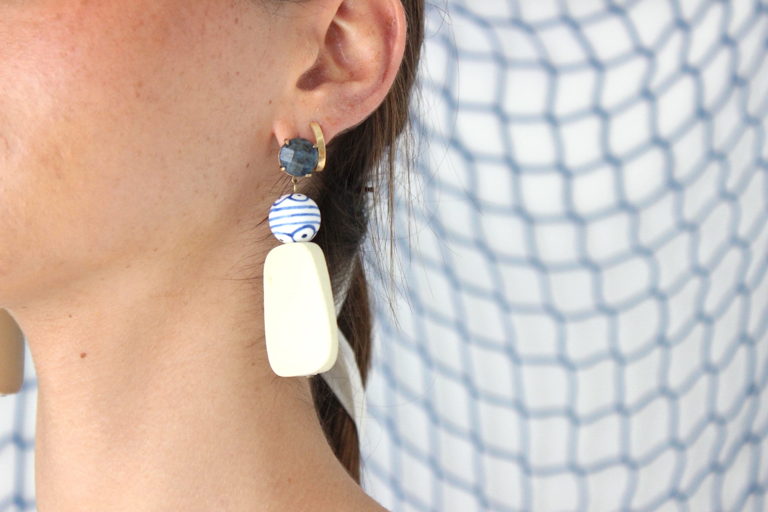 FOUND IN GREECE 90s Hand Painted Abstract Earrings