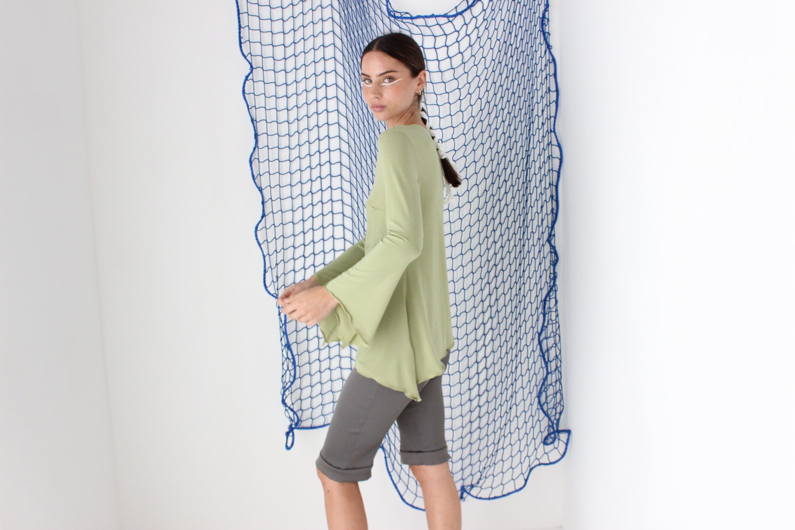 FOUND IN GREECE Y2K Asymmetric Pointed Sleeve Top w/ Chain Detailing