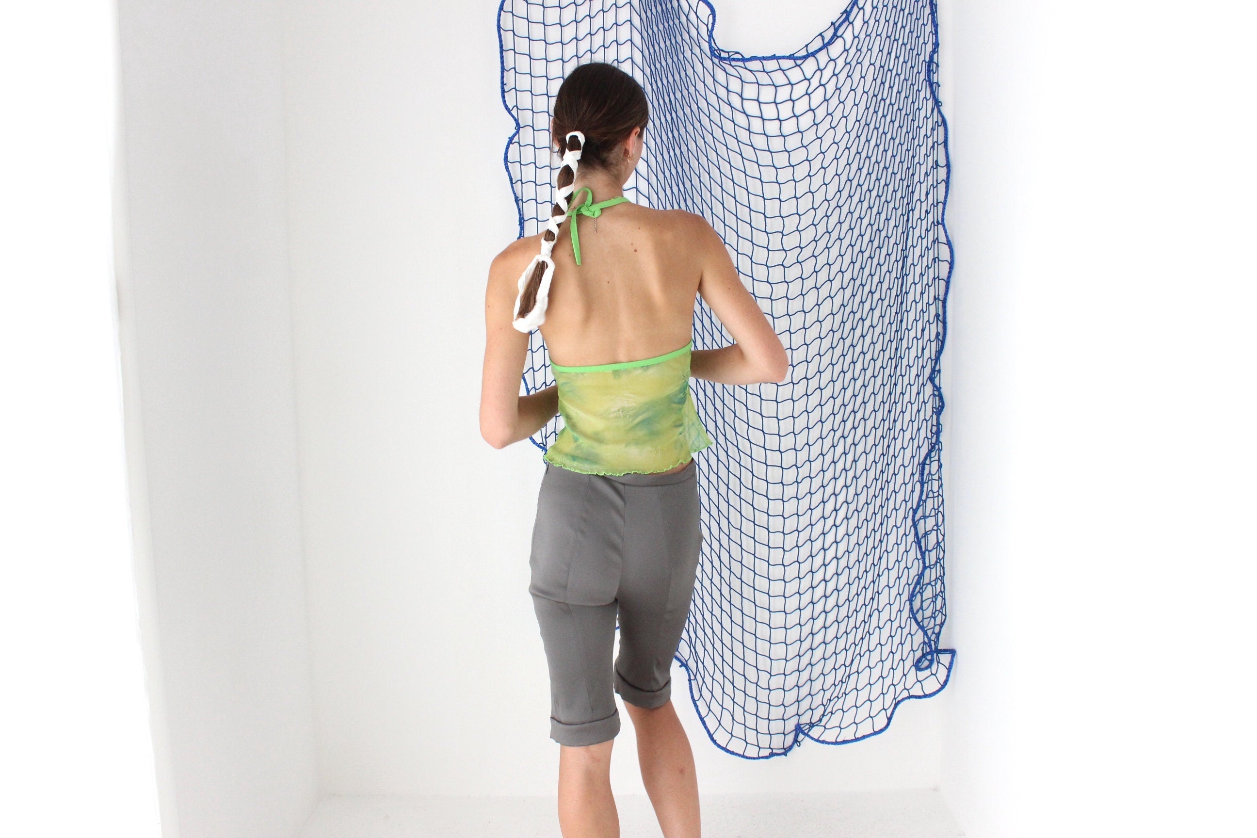 FOUND IN GREECE Y2K Deadstock Tie Dye Mesh Halter