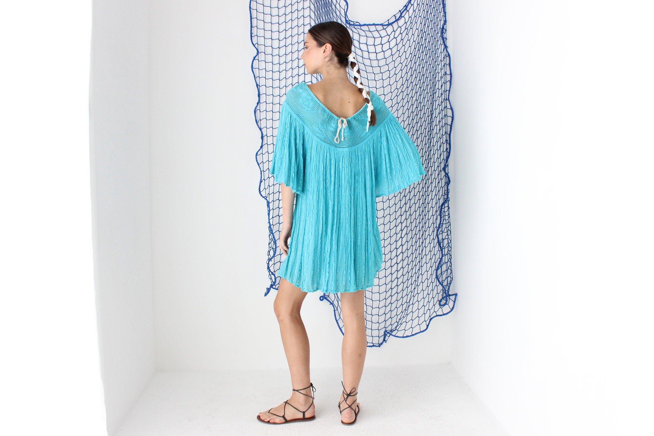 MADE IN GREECE 90s Cotton Gauze Breezy Trapeze Mini