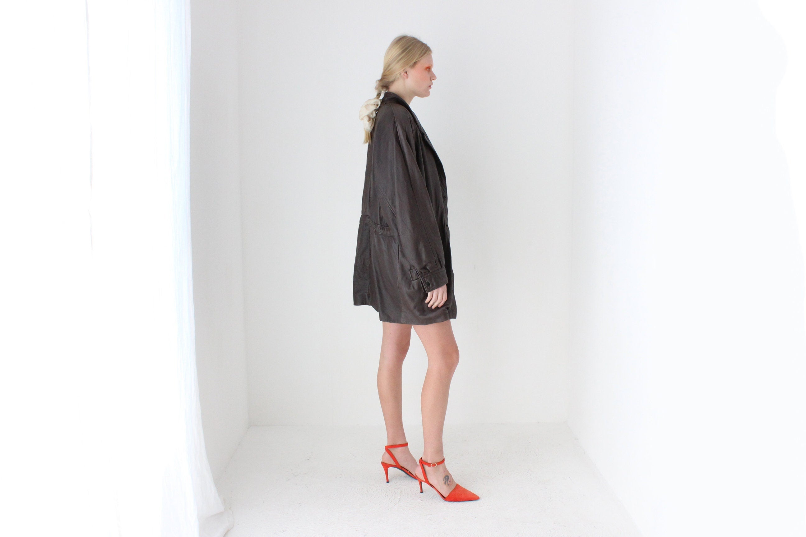 80s Softest Chocolate Leather Unisex Anorak Jacket