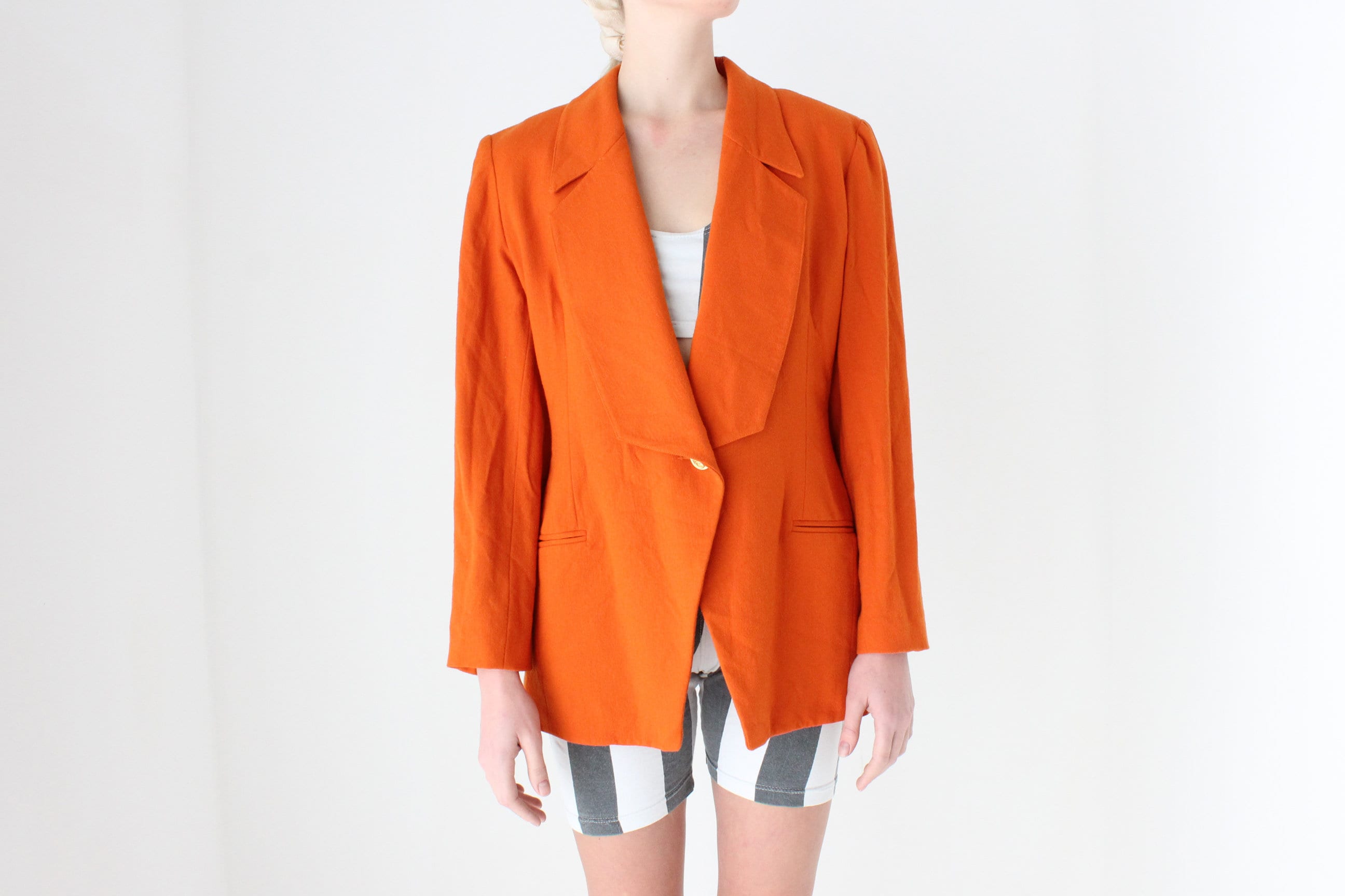 80s Pure New Wool Vibrant Tailored Blazer