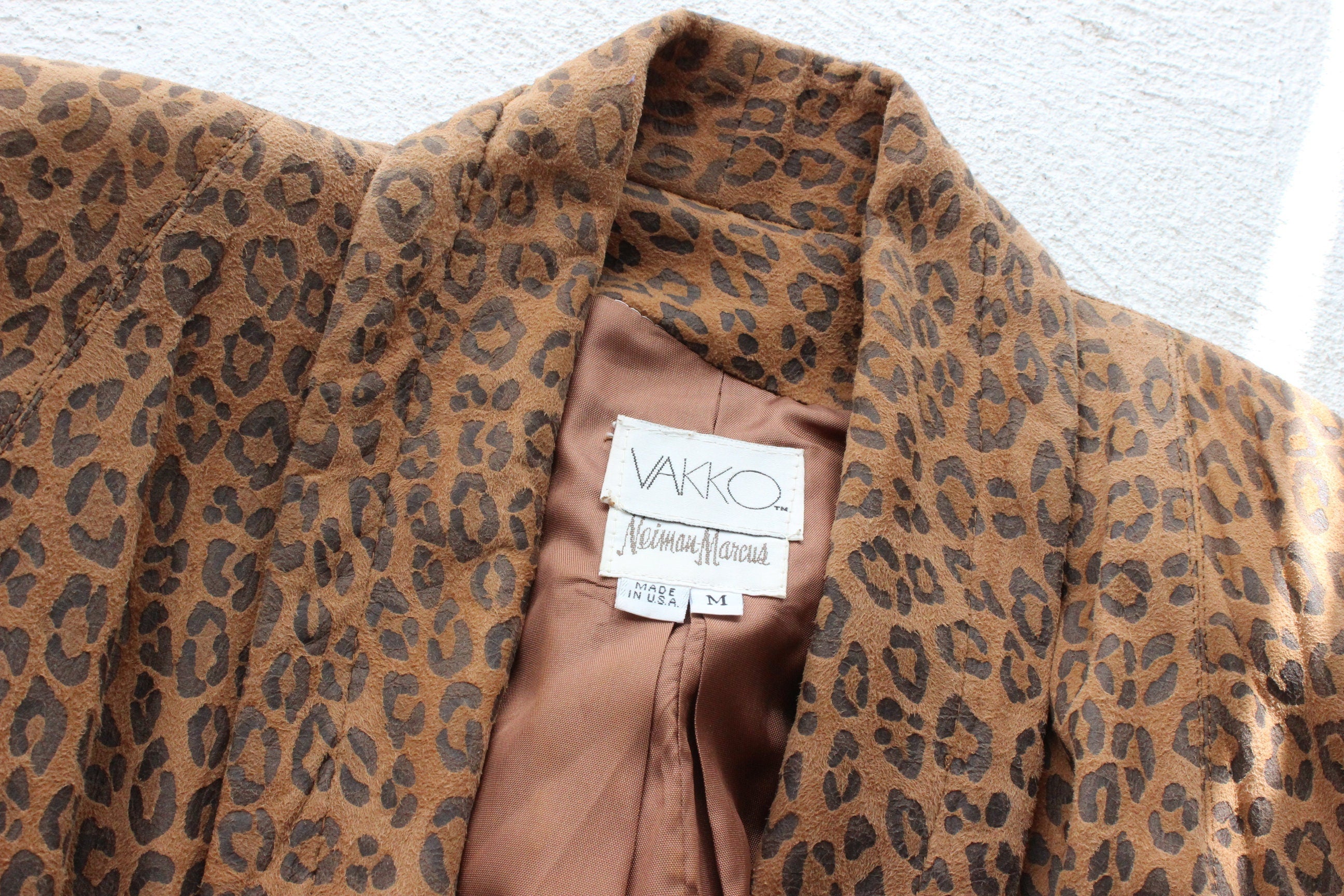 80s Designer Leopard Print Suede Luxury Swing Coat