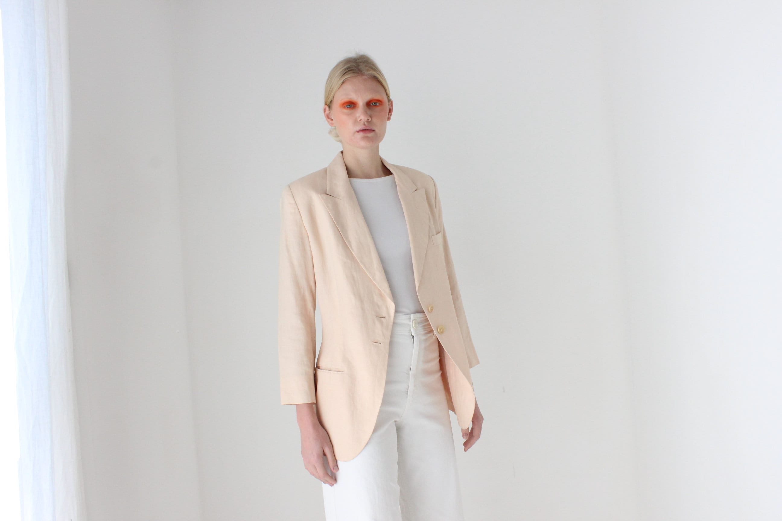 90s Calvin Klein Neutral Blush {Pure Linen} Suit Blazer