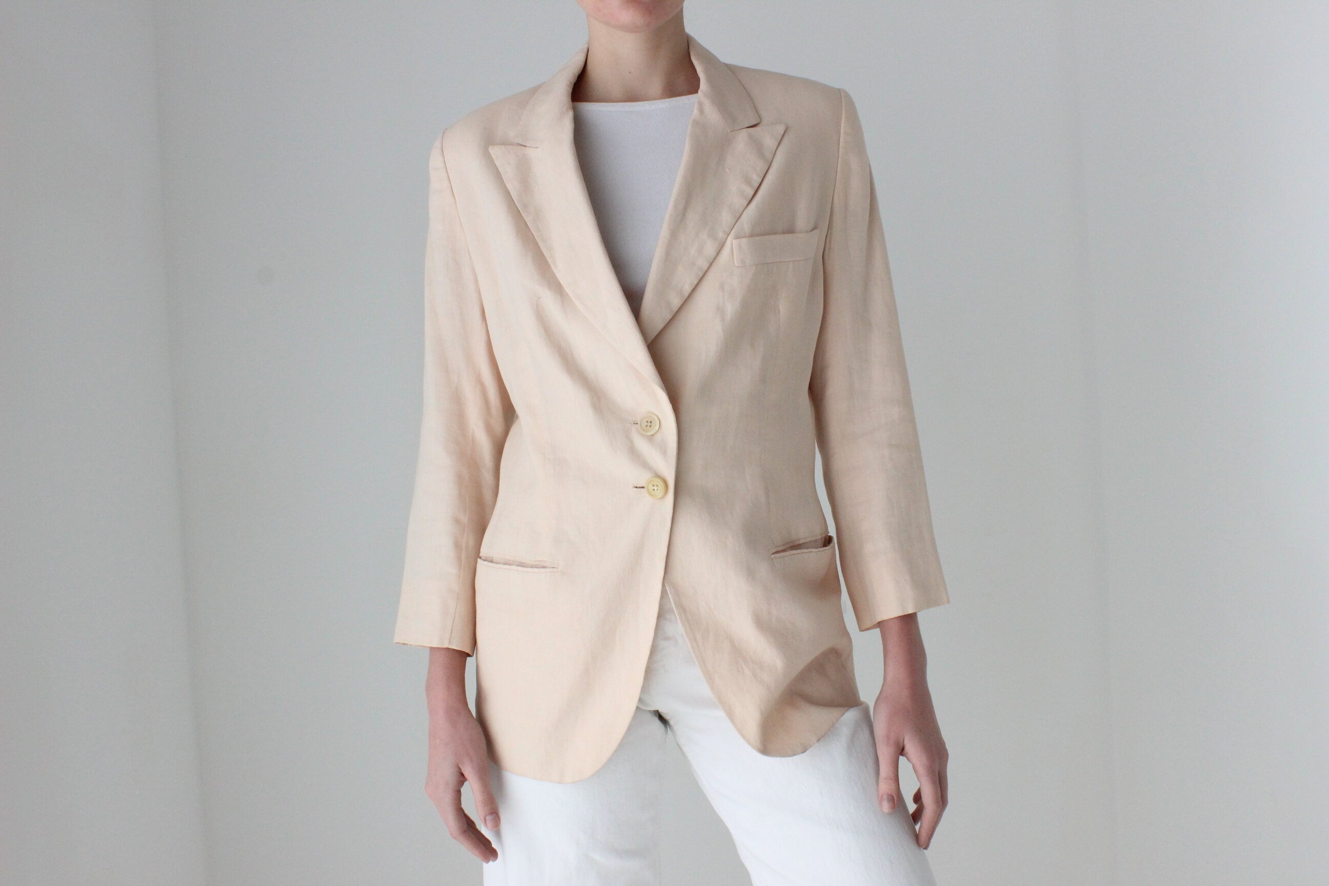 90s Calvin Klein Neutral Blush {Pure Linen} Suit Blazer