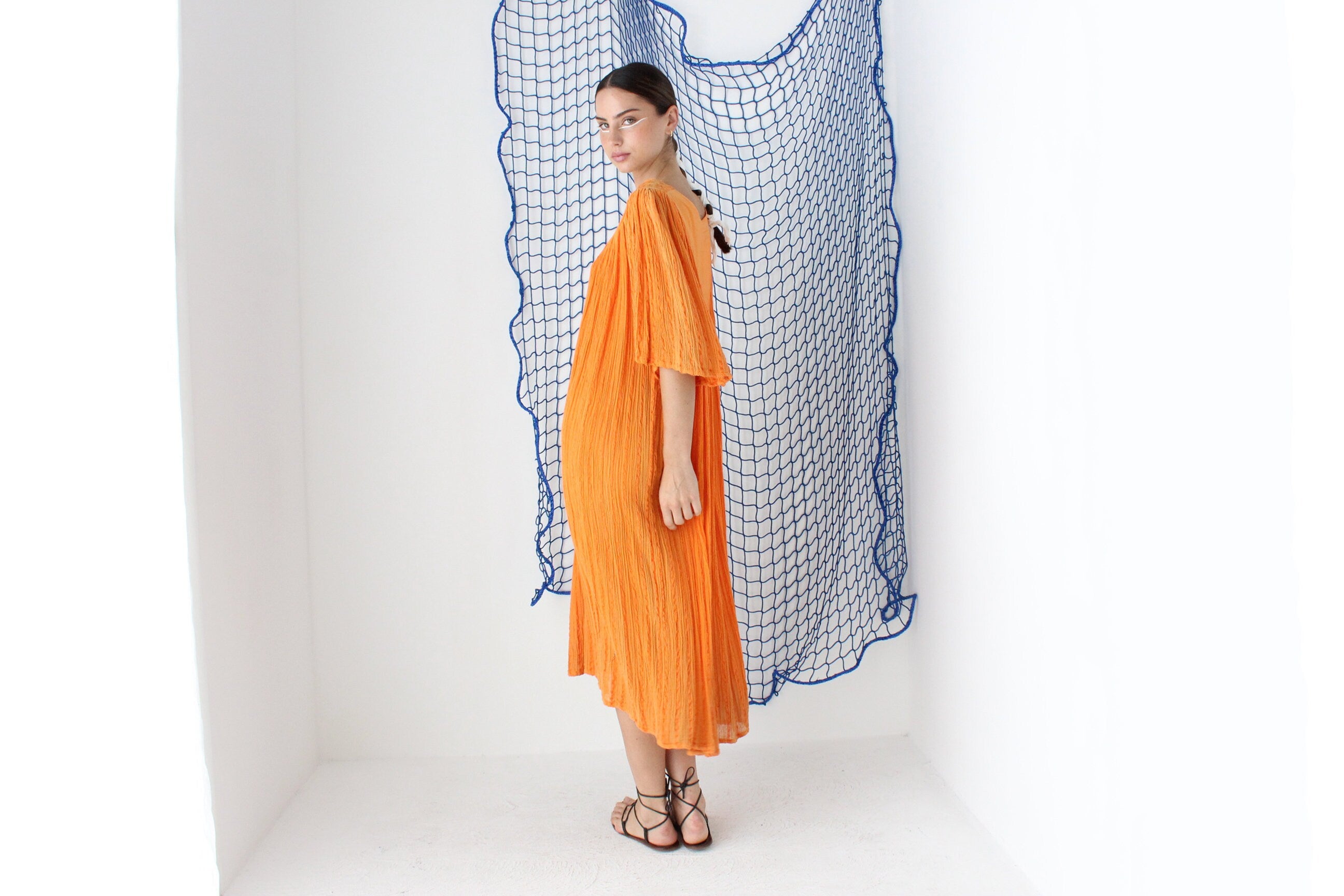 MADE IN GREECE 90s Cotton Gauze Relaxed Grecian Smock