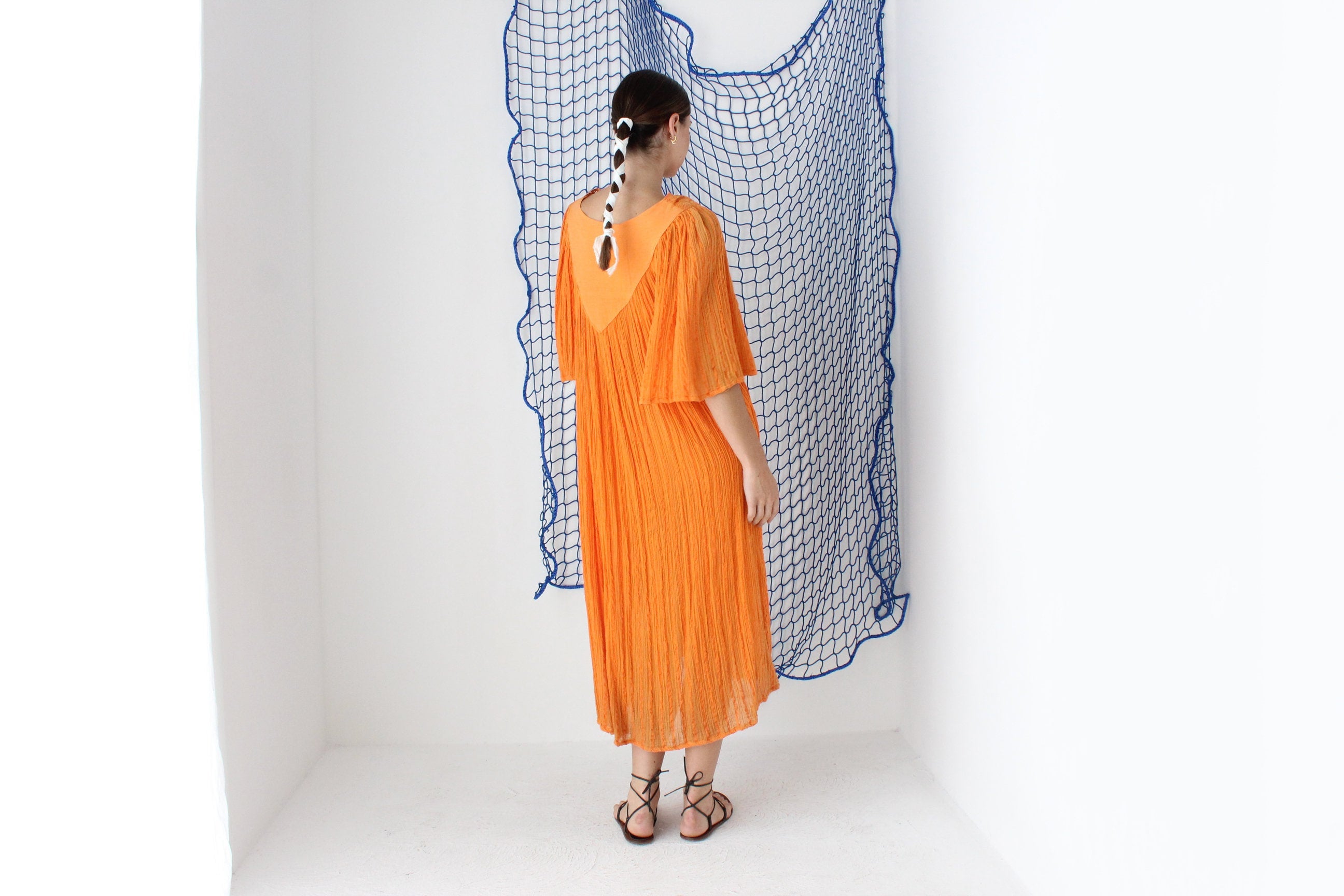 MADE IN GREECE 90s Cotton Gauze Relaxed Grecian Smock